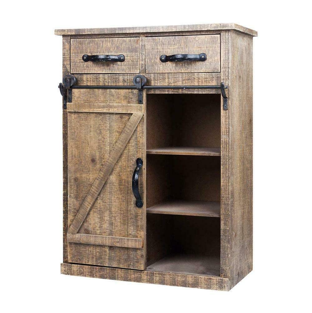 Modern Farmhouse TV Stand with Storage Cabinet & Doors - Rustic Wood TV Stand for Living Room, Home Theater, Dual Monitor Setup & Record Player - Barn Accent Furniture for US Homes