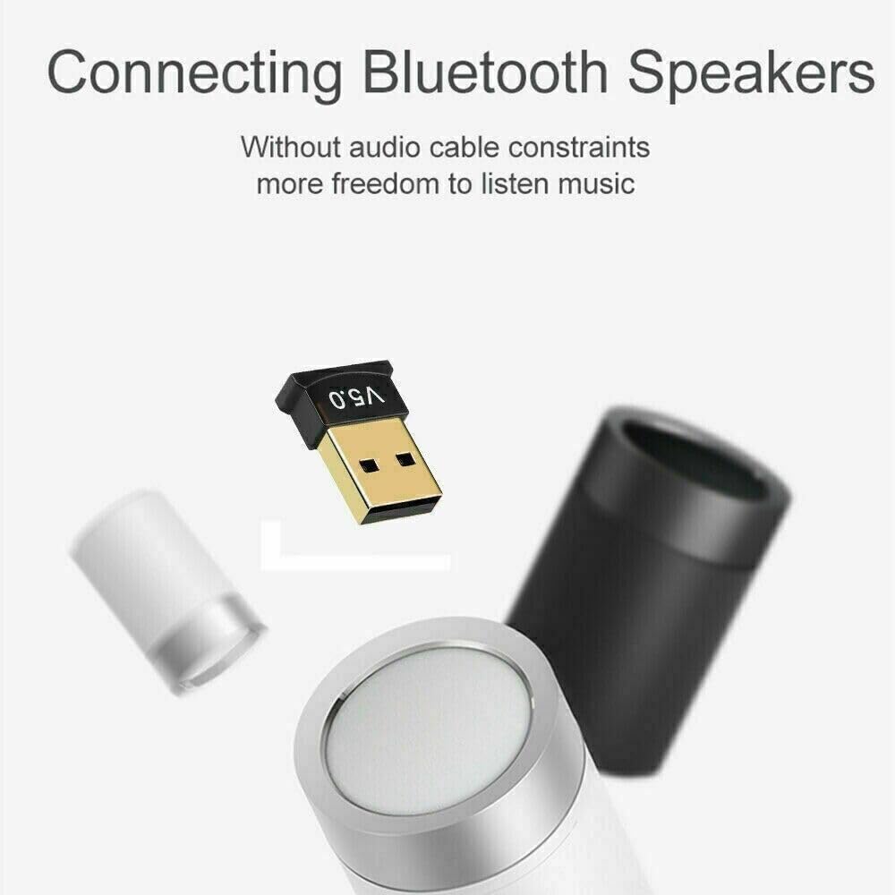 Bluetooth 5.0 USB Adapter for PC & Laptop - Wireless Dongle Receiver Compatible with Windows 11/10/8/7 - Plug and Play for Headphones, Speakers, Keyboard, Mouse, Printer - Perfect for Home Office, Gaming & Wireless Audio Setup
