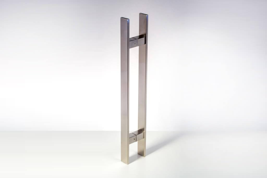 32 Inch Stainless Steel Door Handles - Brushed Nickel Satin Finish, Modern Back-to-Back Front Handle Pulls for Wood, Glass, Metal Doors - Home, Office, Shop, Shower & Barn Use - Durable Flat Rectangle Bar Design for Smooth Operation