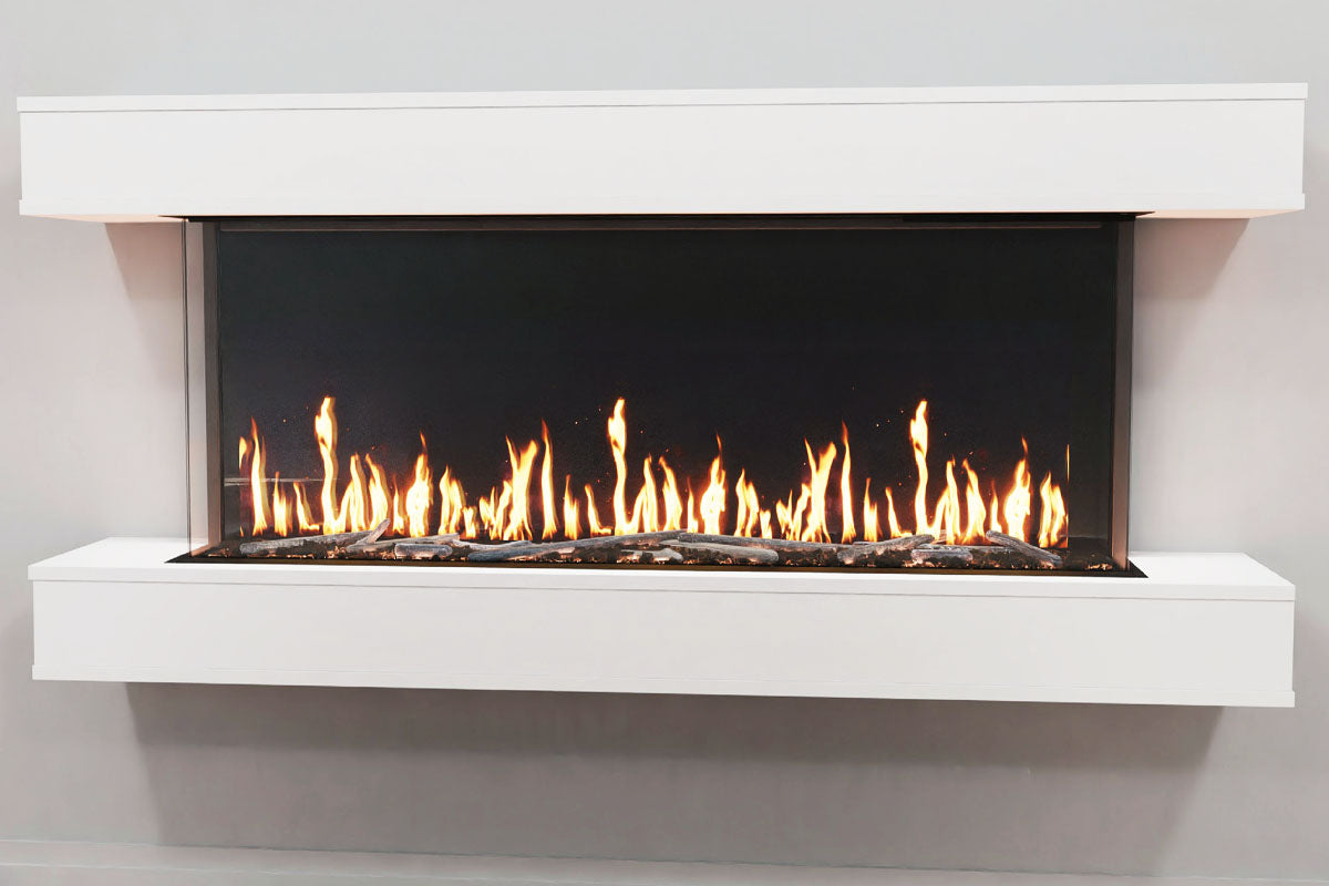 Modern Flames Orion Multi 88'' Heliovision Electric Fireplace - Wall Mounted White Fireplace for Living Room, Bedroom & Office | Energy Efficient & Ready to Paint