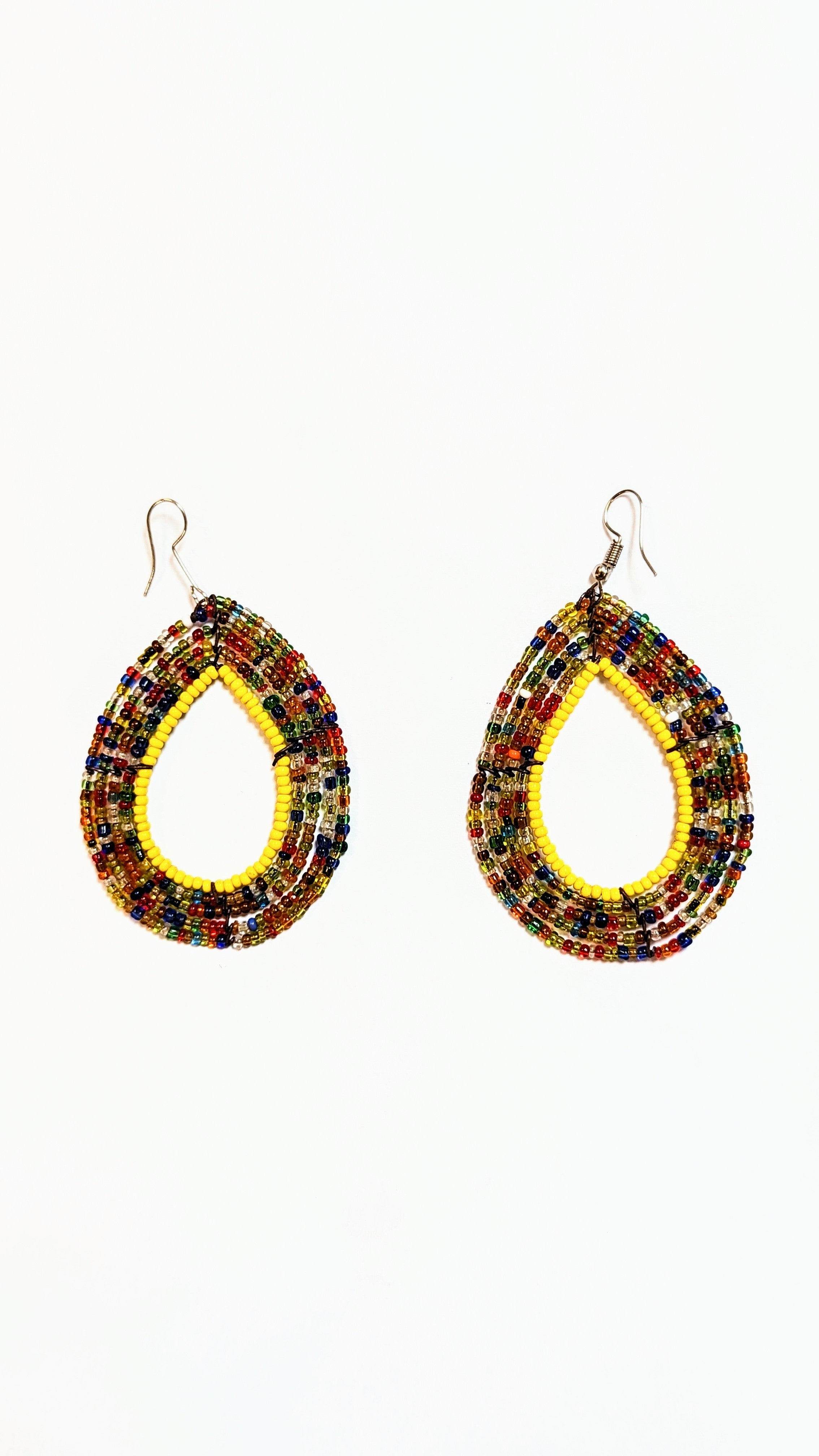 Dupsie's Amani Maasai Multicolored African Beaded Hoop Earrings DPJAMNH2 - Handmade Tribal Jewelry for Women, Perfect for Festivals, Weddings & Boho Fashion
