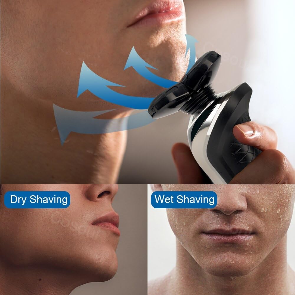 Men's Electric Head & Beard Shaver - Powerful Rechargeable Waterproof Shaving Machine with Bonus Replacement Head | Perfect for Travel, Gym & Daily Grooming