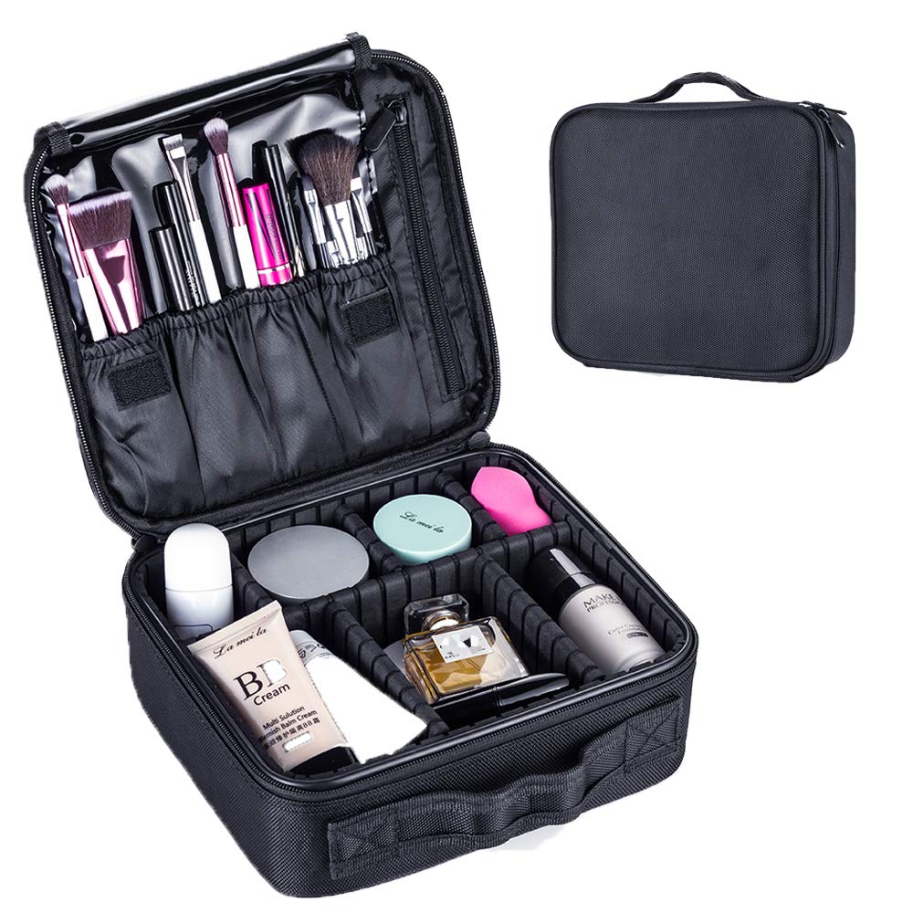 Hanye Travel Makeup Case - Portable Cosmetic Organizer Bag with Adjustable Dividers, Large Capacity for Makeup Brushes & Cosmetics | Perfect for Travel, Home Storage & Professional Makeup Artists