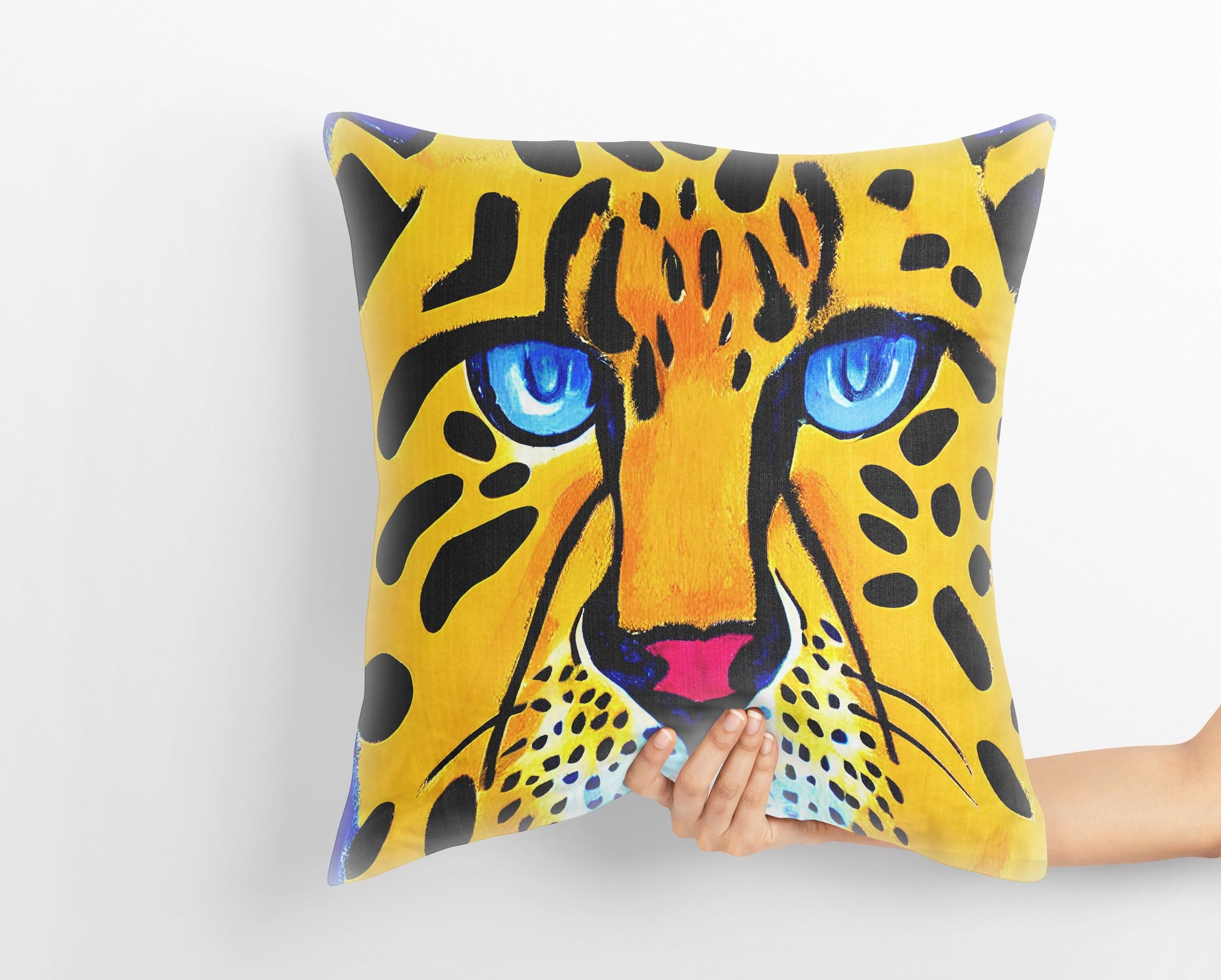 Modern African Wildlife Cheetah Tapestry Pillows - Abstract Art Throw Pillows for Kids' Playroom Decor & Home Accents - Perfect for Nursery, Dorm, or Living Room