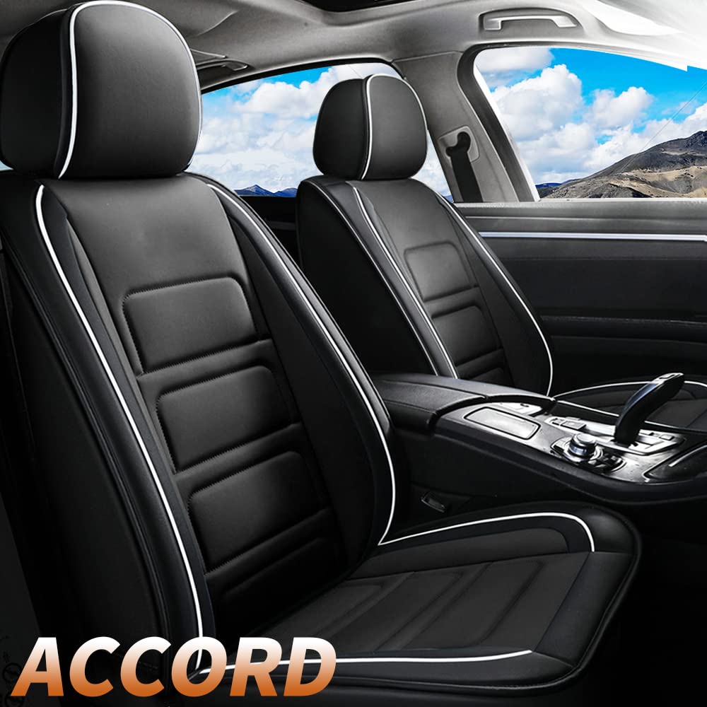 Premium Waterproof Faux Leather Car Seat Covers Full Set - Custom Fit for Honda Accord 2003-2017 Models | Breathable & Airbag Compatible | Perfect for Daily Commute, Road Trips & Family Protection