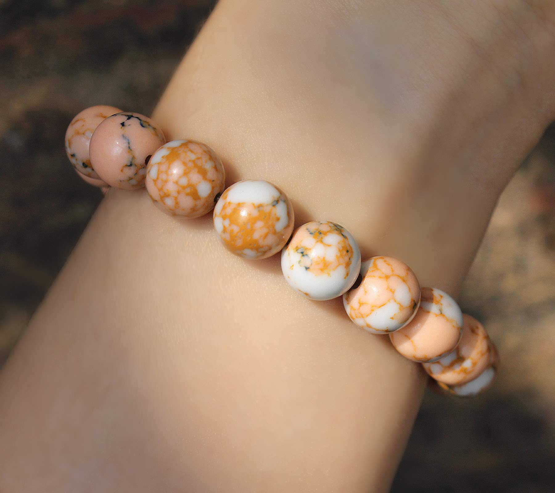 POMINA Colorful Marble Stone Bead Bracelet - Handmade Healing Gemstone Stretch Bracelet for Women | Natural Stone Beaded Jewelry for Meditation, Yoga & Spiritual Healing