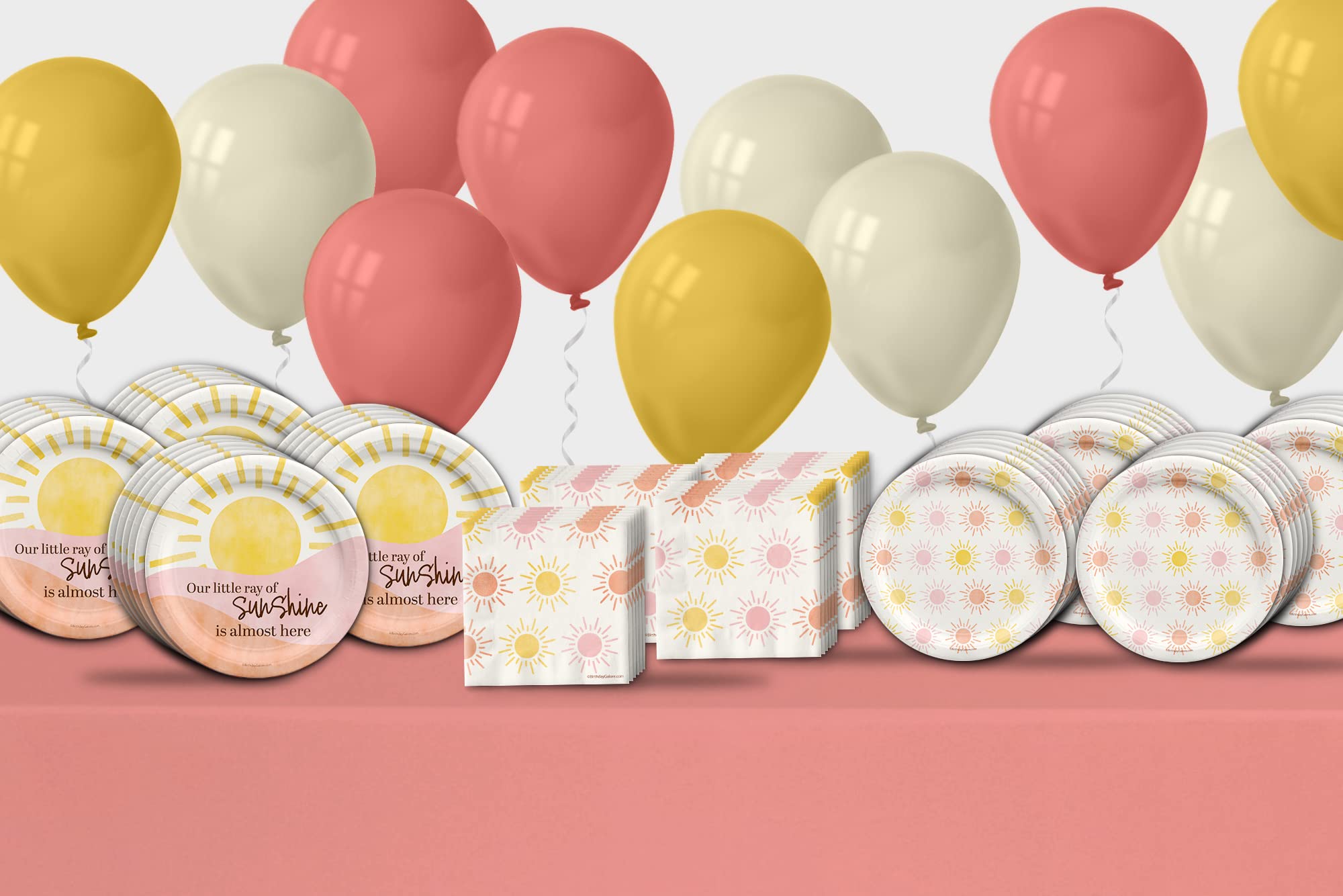 Little Ray of Sunshine Baby Shower Party Supplies Kit for 24 Guests - Gender Neutral Baby Shower Decorations with Plates, Cups, Napkins & More - Perfect for Coed Baby Showers, Gender Reveals & Nursery Celebrations