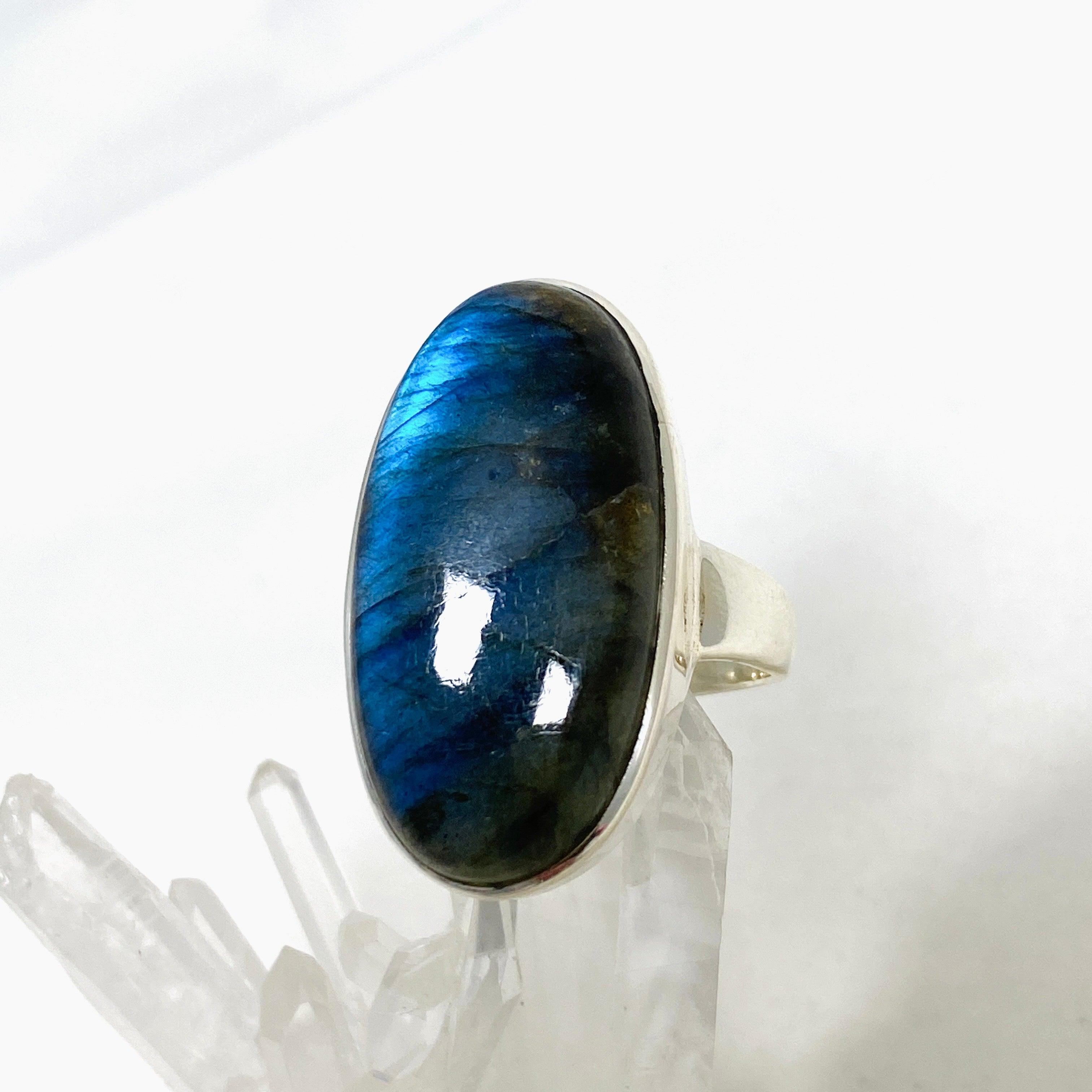 Natural Labradorite Oval Ring Size 11 - Sterling Silver Gemstone Jewelry for Women - Perfect for Gift Giving & Spiritual Healing