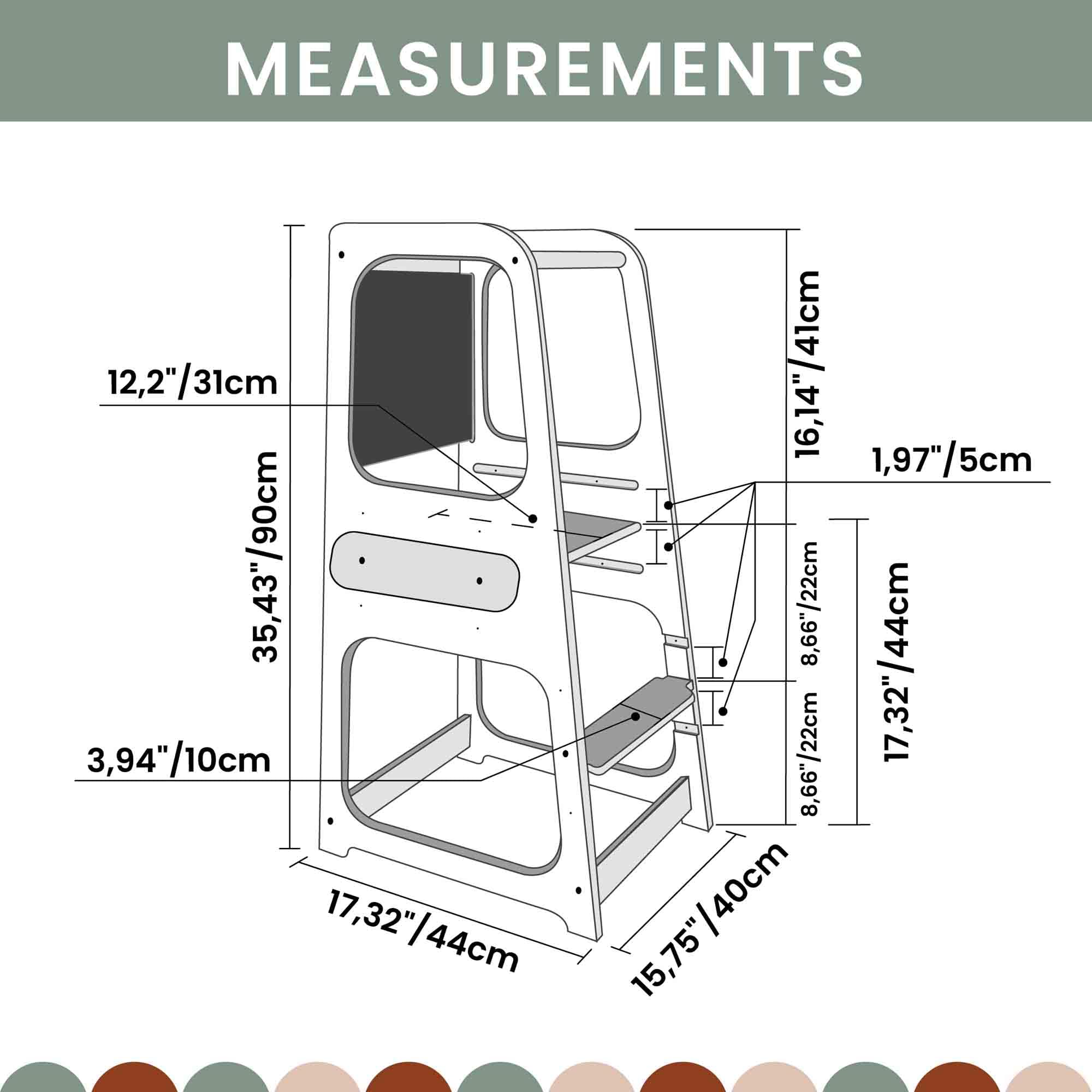 Adjustable Montessori Kitchen Tower for Toddlers - Safe Learning Step Stool with Chalkboard - Perfect for Baking, Cooking & Playtime - Kids Activity Helper for Kitchen Counter Access