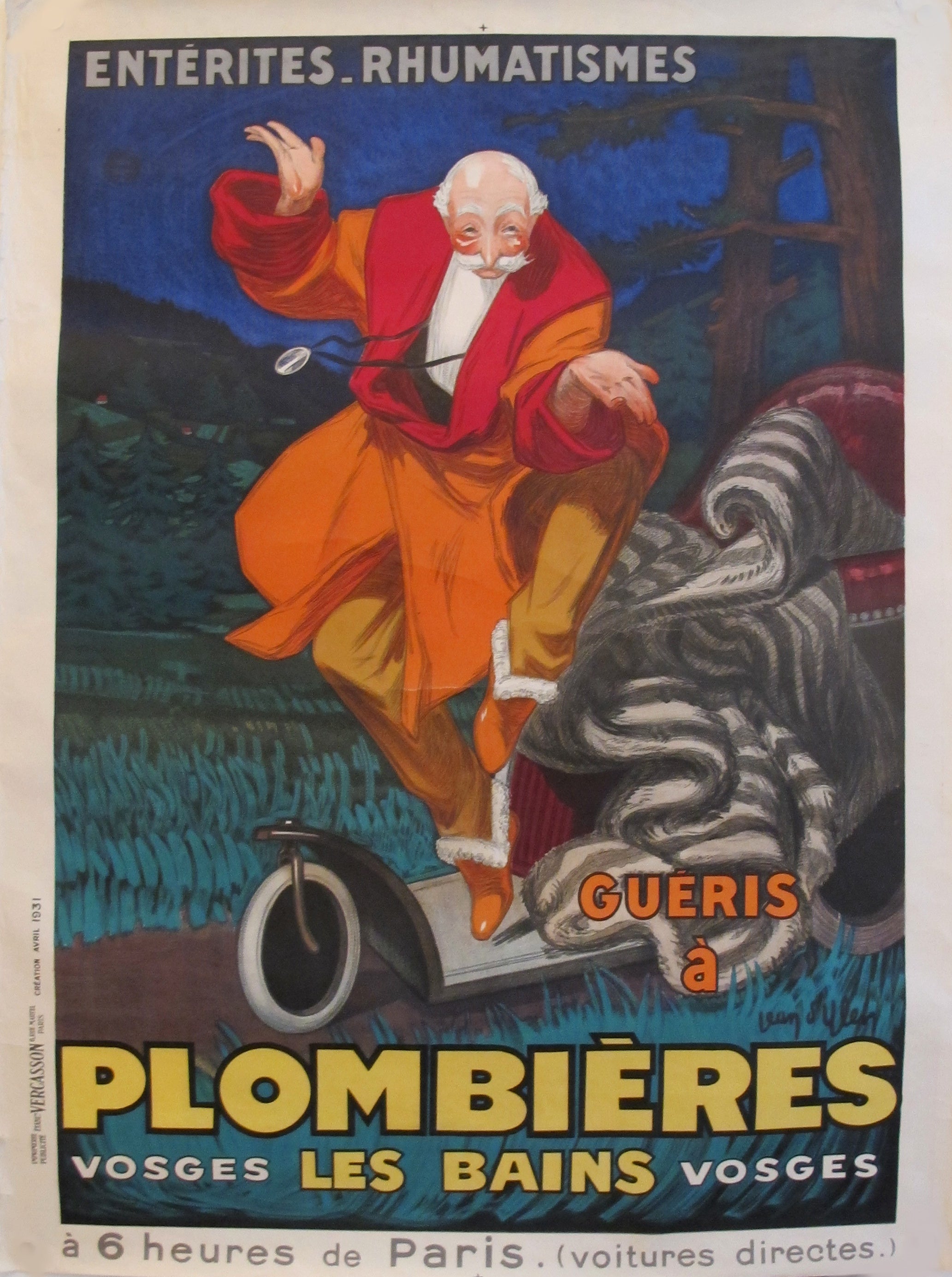 1931 Vintage French Travel Poster - Plombieres Les Bains by Jean D'Ylen | Unlined Art Print | Perfect for Home Decor, Office Wall Art & Vintage Travel Enthusiasts
