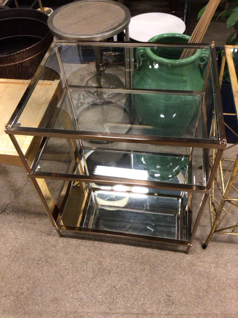 18x22 Inch Brass and Glass End Table - Elegant Side Table for Living Room, Bedroom, or Office - Perfect for Coffee, Books, and Decor