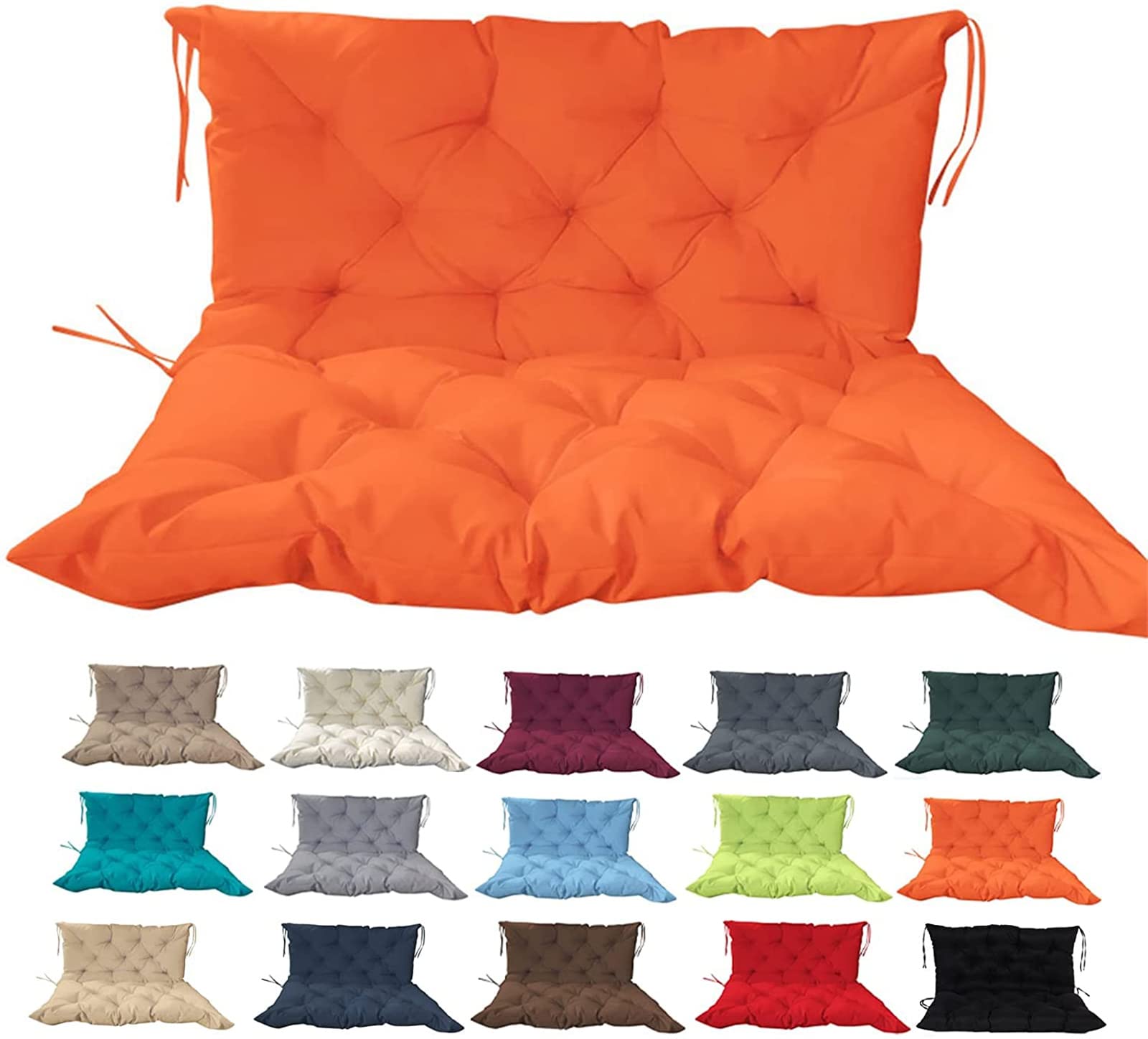Outdoor Swing Cushions with Back Support - Washable, Non-Slip with Ties - 2/3 Seater Bench Cushion Replacement for Garden, Patio & Porch Furniture - Perfect for Relaxing in Your Backyard or Outdoor Living Space