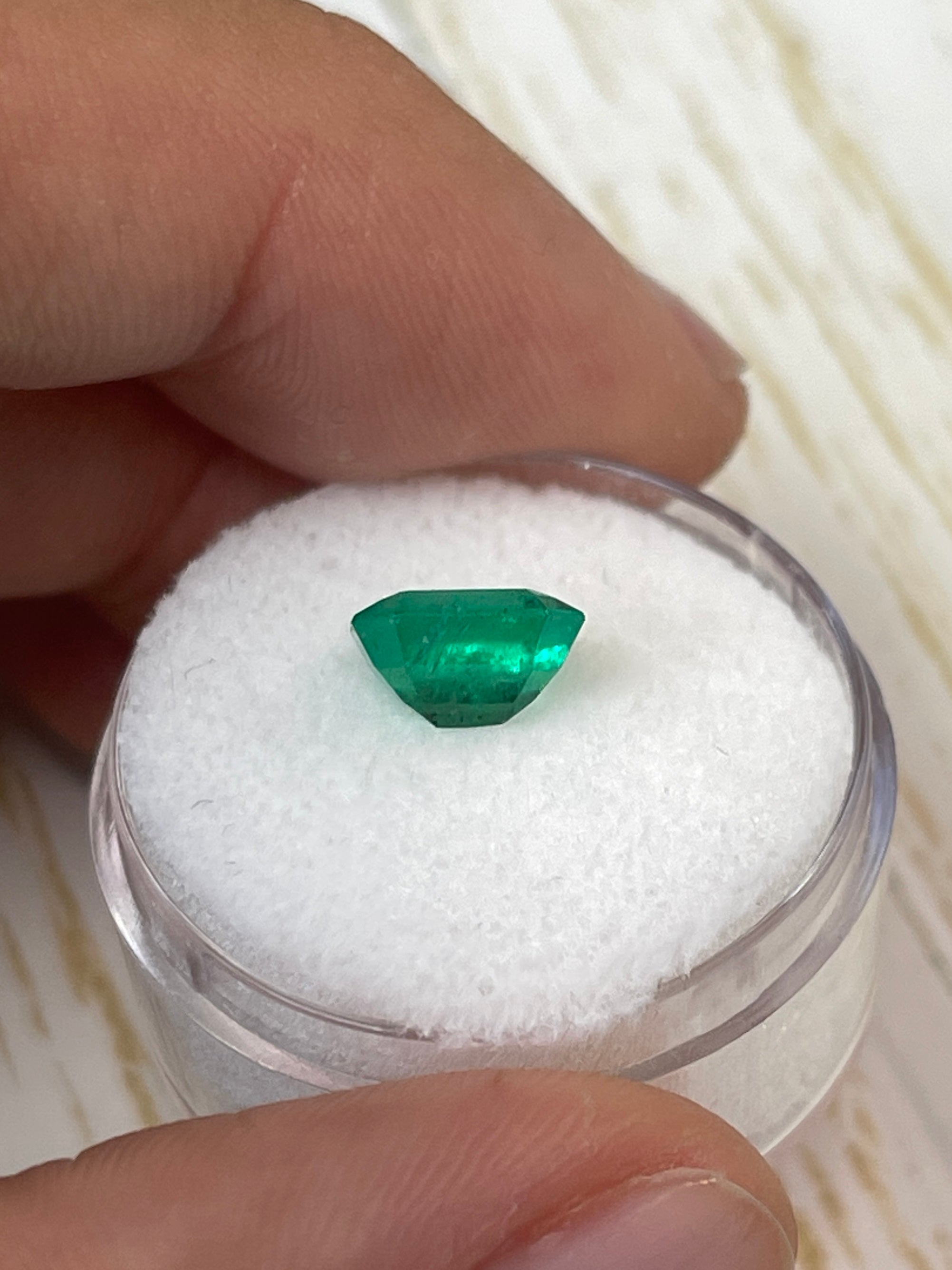 1.94 Carat 8.5x7mm Natural Colombian Emerald - Loose Green Gemstone with Unique Freckles, Emerald Cut for Jewelry Making & Engagement Rings