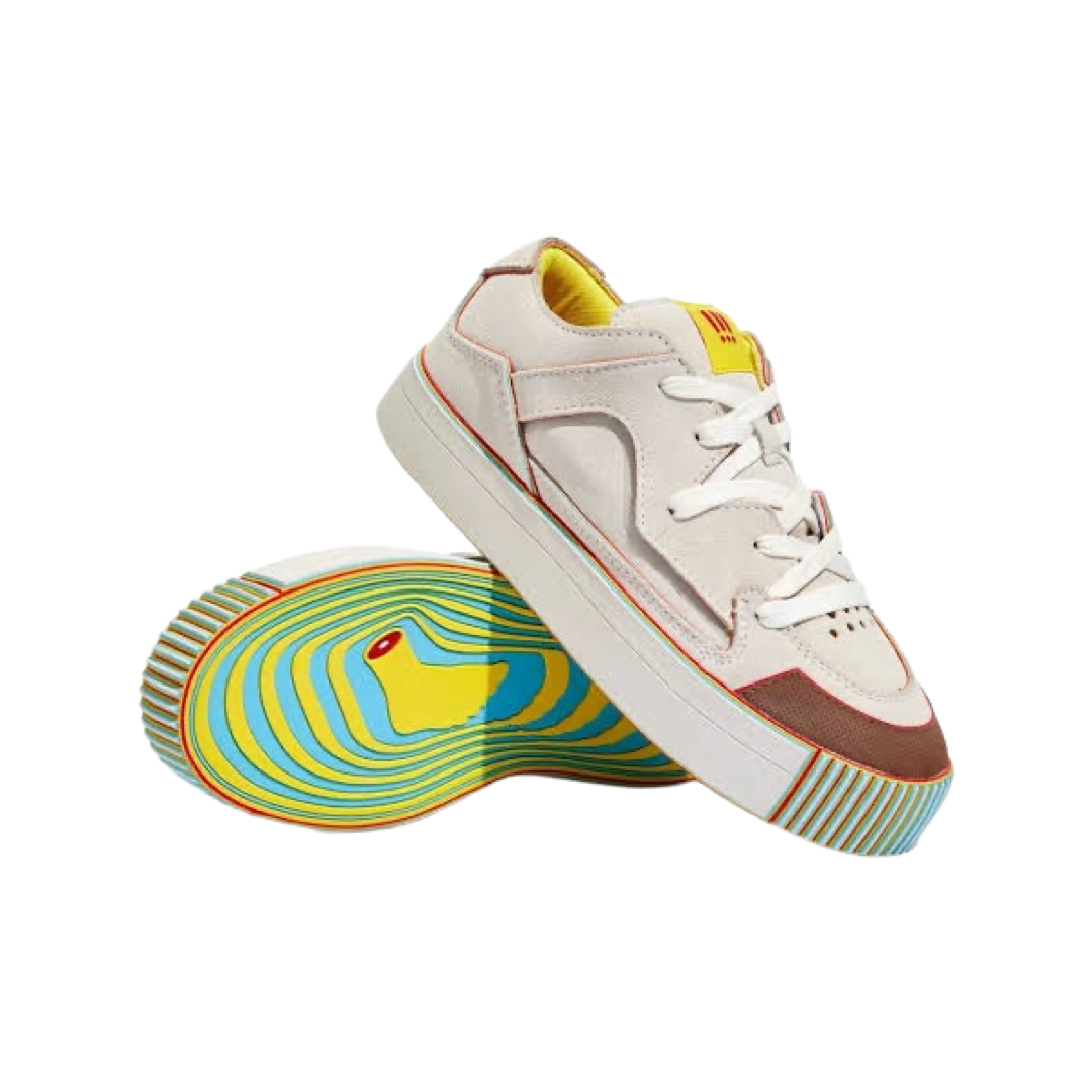 MSCHF Gobstomper Sneakers - Off White, Red, Yellow & Blue Colorway | Limited Edition Streetwear Shoes for Men & Women | Perfect for Urban Fashion, Skateboarding & Casual Wear