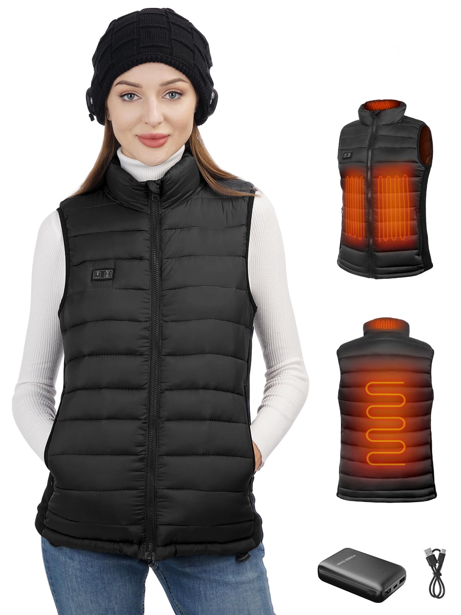 Loowoko Rechargeable Heated Vest for Women - Battery Pack Included, Electric Warming Jacket for Cold Weather | Perfect for Outdoor Activities, Winter Sports & Daily Commute