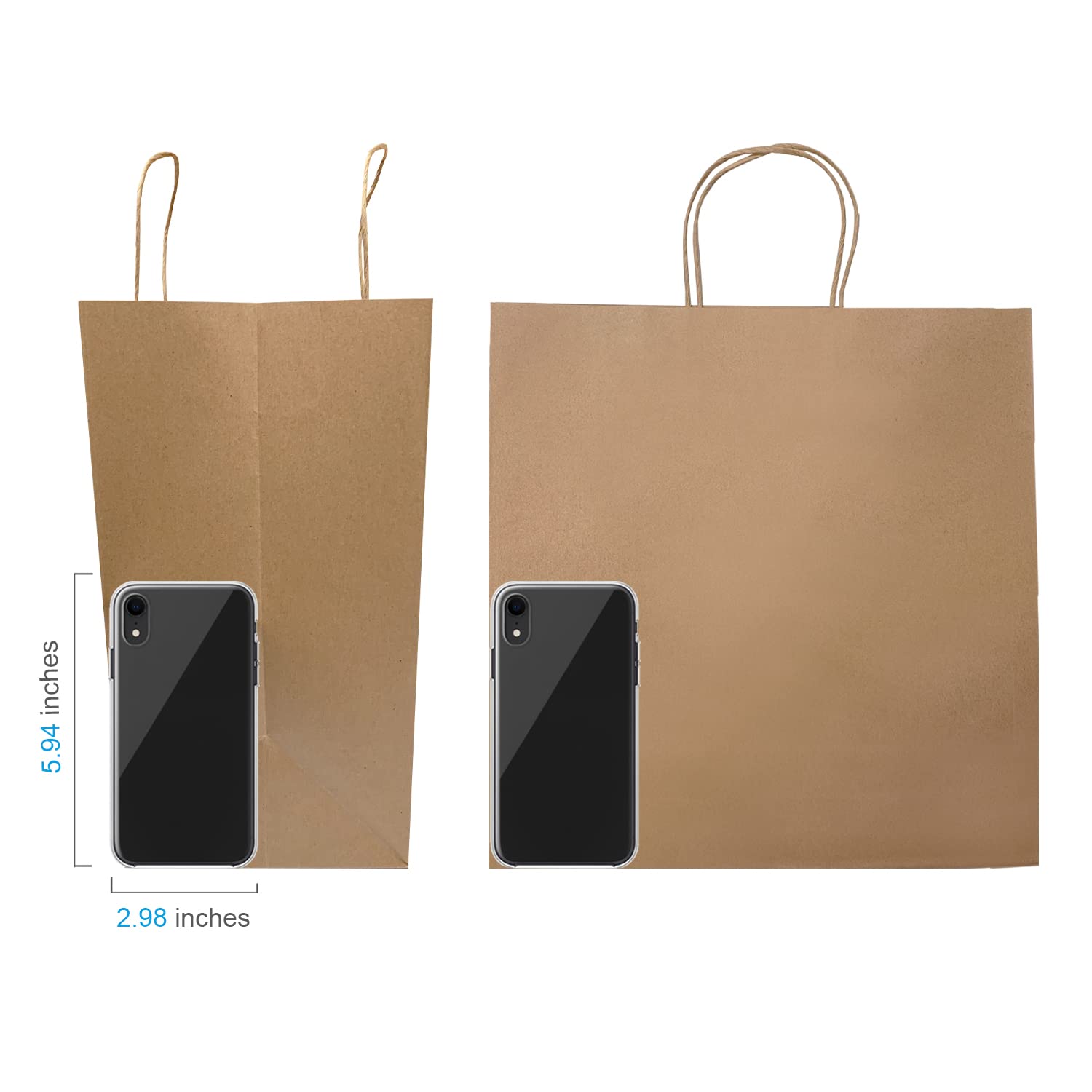 Eco-Friendly Kraft Paper Bags with Handles - 250 Pack (13x7x13 Inches) | Reusable Gift, Shopping, Party & Retail Bags | Sustainable Packaging for Gifts, Events & Stores | Perfect for Weddings, Birthday Parties & Eco-Conscious Retailers
