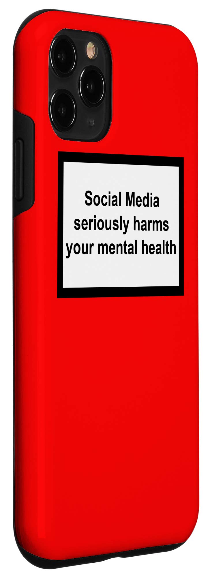 iPhone 11 Pro Case - Red Protective Cover with 'Social Media Harms Mental Health' Message | Durable Slim Fit for iPhone 11 Pro | Perfect for Daily Use, Work & Social Media Awareness
