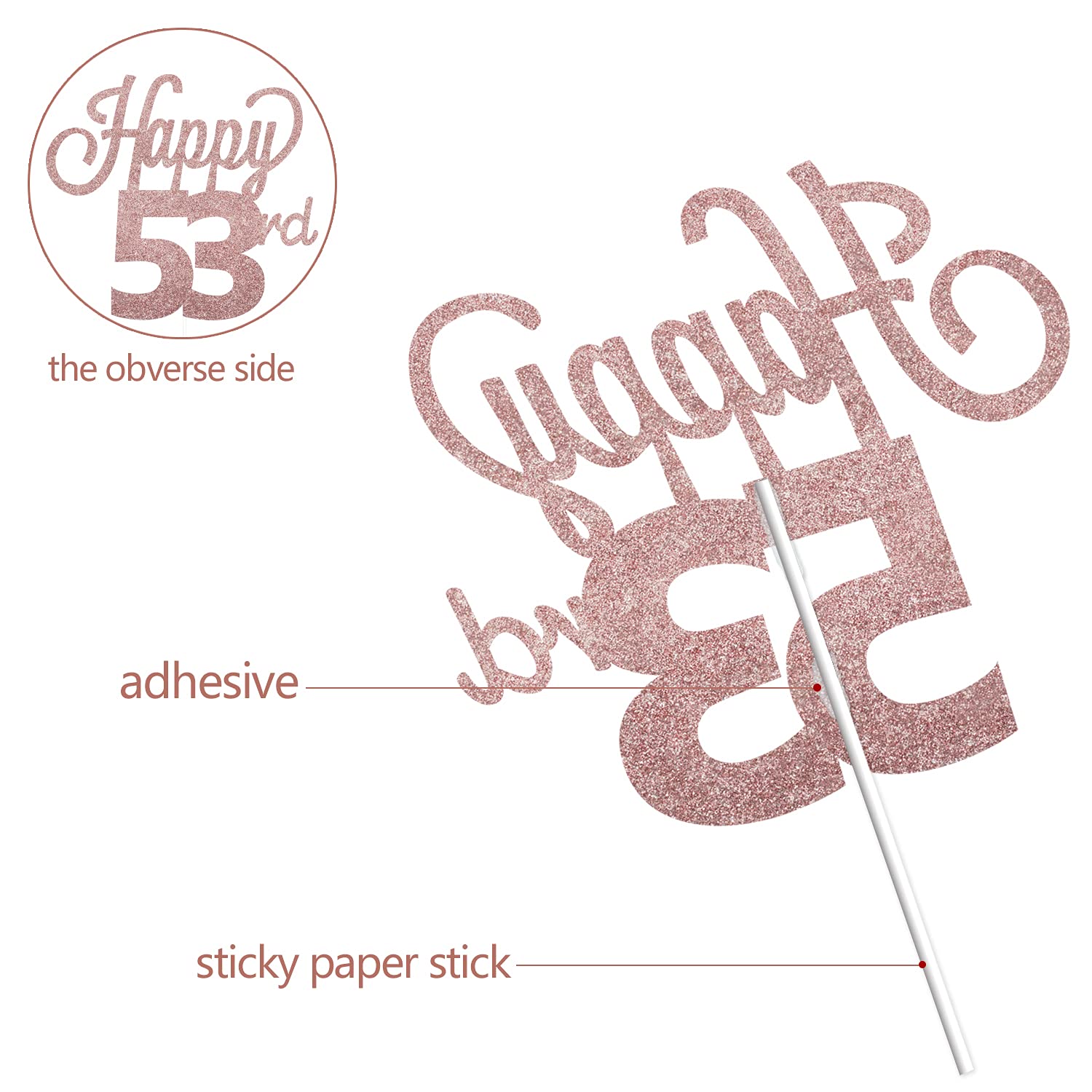 LINGTEER Happy 53rd Birthday Cake Topper - Cheers to 53 Years Old Party Decorations | Gold Foil Cake Sign for Anniversary Celebration | Perfect for Birthday Cakes, Cupcakes & Dessert Table Centerpieces