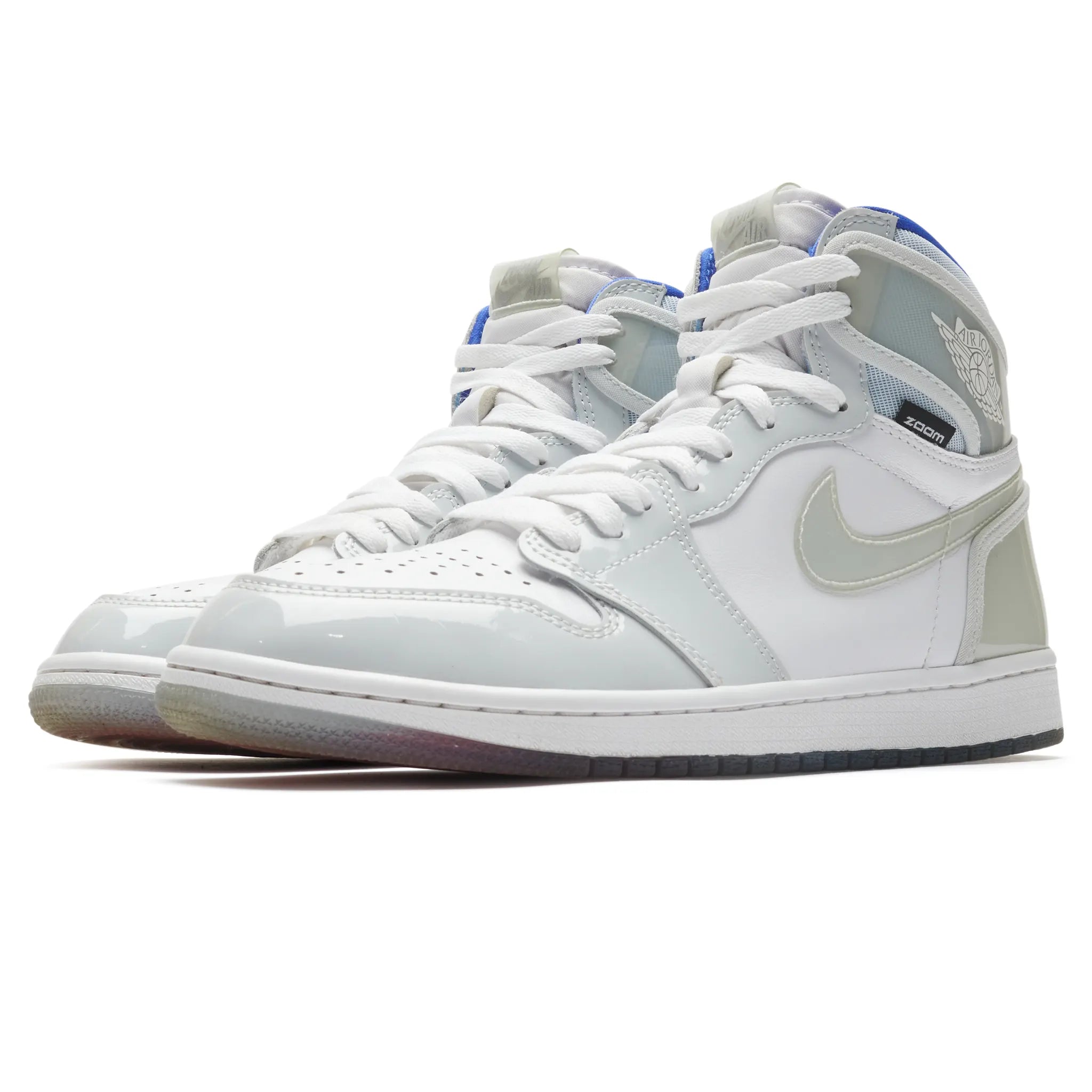 Authentic Pre-Owned Air Jordan 1 Retro High Zoom Sneakers in White & Racer Blue - Classic Basketball Shoes for Streetwear & Sneaker Collectors - Perfect for Casual Wear, Sports & Fashion Outfits