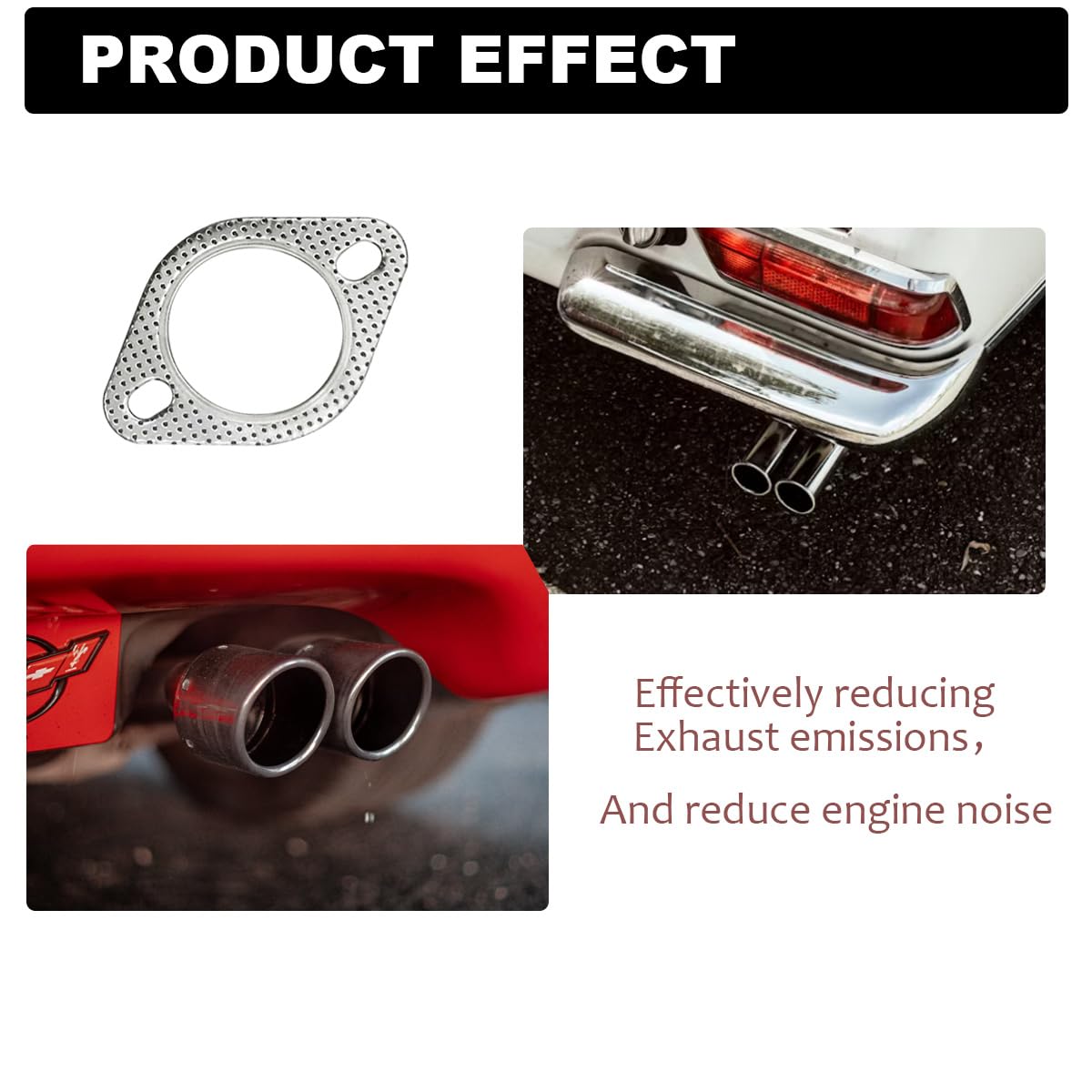 2Pcs High Temperature Exhaust Gasket Set - 2 Inch Inner Diameter Flange Gasket & Head Gasket Sealer for Car, Truck, SUV - Perfect for Exhaust System Repairs and Maintenance