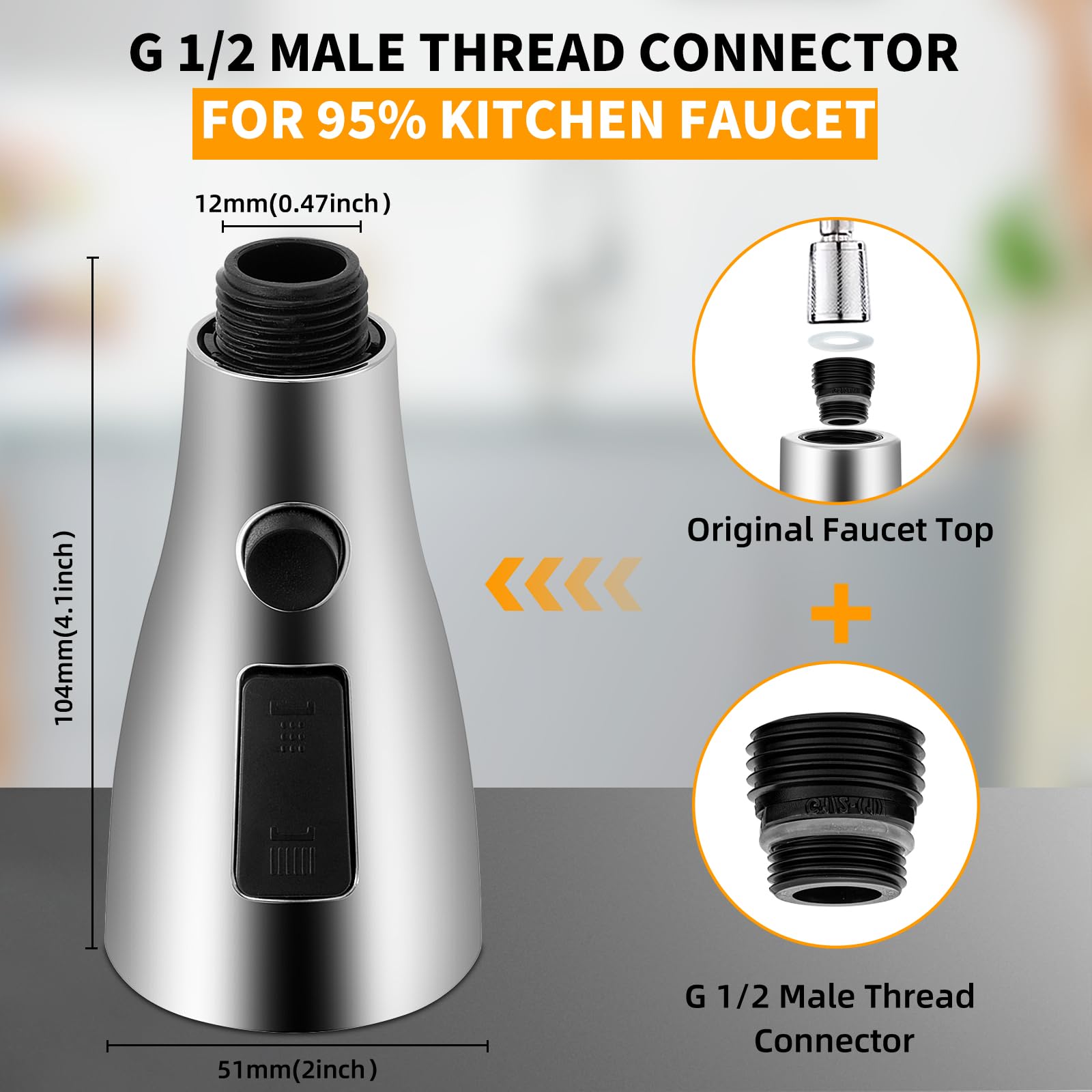 12-Piece Pull Down Kitchen Faucet Head Adapter Kit - Universal Sink Spray Head Adapters (Accessories Only, No Faucet Nozzle Included) - Black Hose Connector for Easy Installation - Perfect for Kitchen Sink Upgrades & DIY Plumbing Repairs