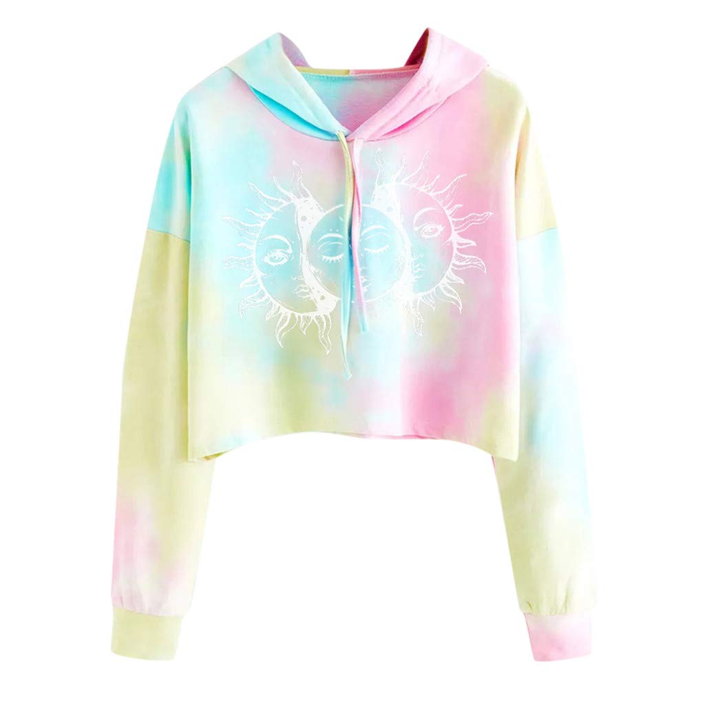 Women's Long Sleeve Printed Hoodie Pullover Sweatshirt - Tie-Dye Winter Blouse Top for Casual Wear, Outdoor Activities & Layering