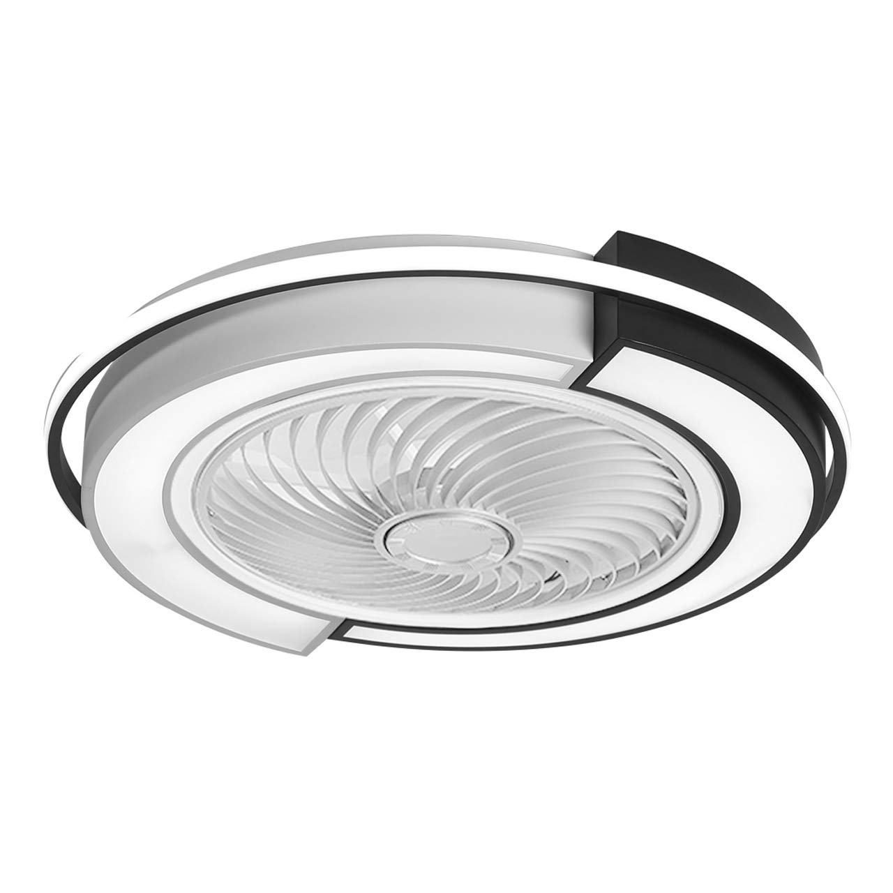 Modern LED Ceiling Fan with Lights - Remote Control, 3-Speeds, Hidden Blade Low Profile Design (23 Inch/58cm, Black & White) - Perfect for Bedroom, Living Room, and Office Spaces