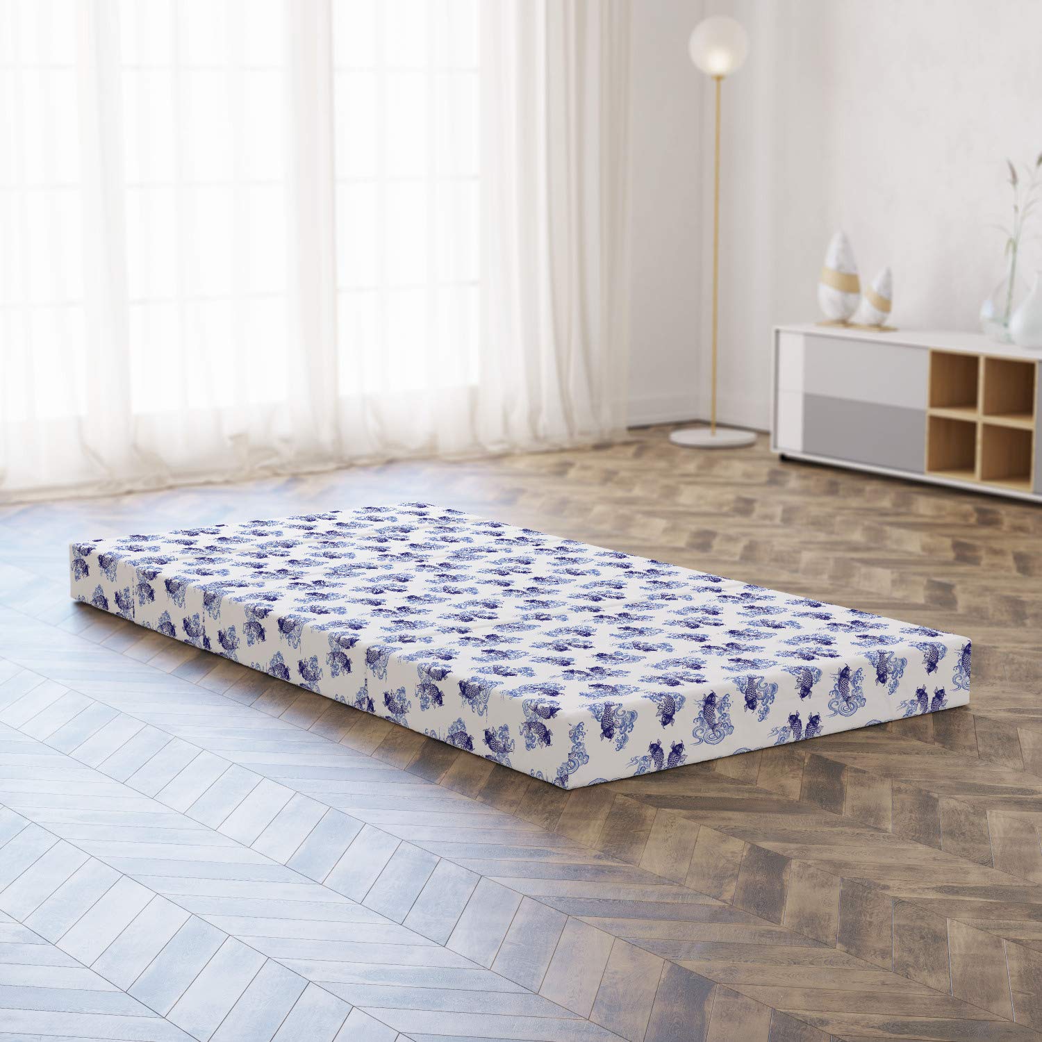 Ambesonne Japanese Style Carp Animal Foldable Mattress - 74.8