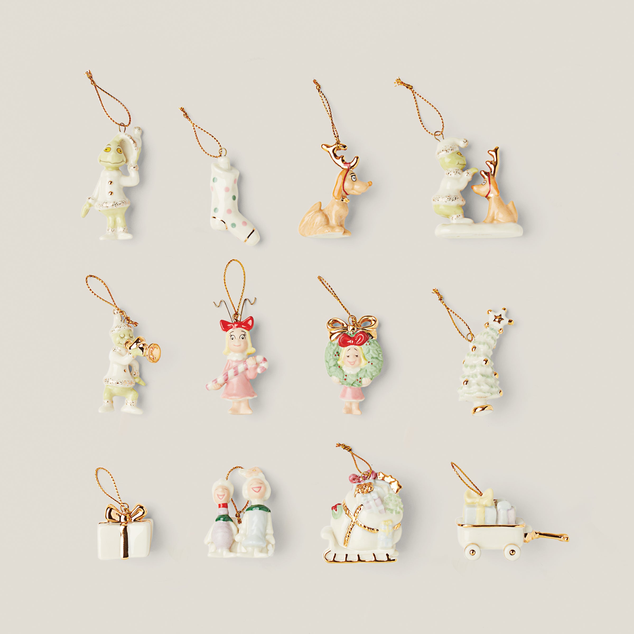 The Grinch Stole Christmas 12-Piece Ornament Set - Whoville Holiday Decor for Tree, Mantel & Gift Giving