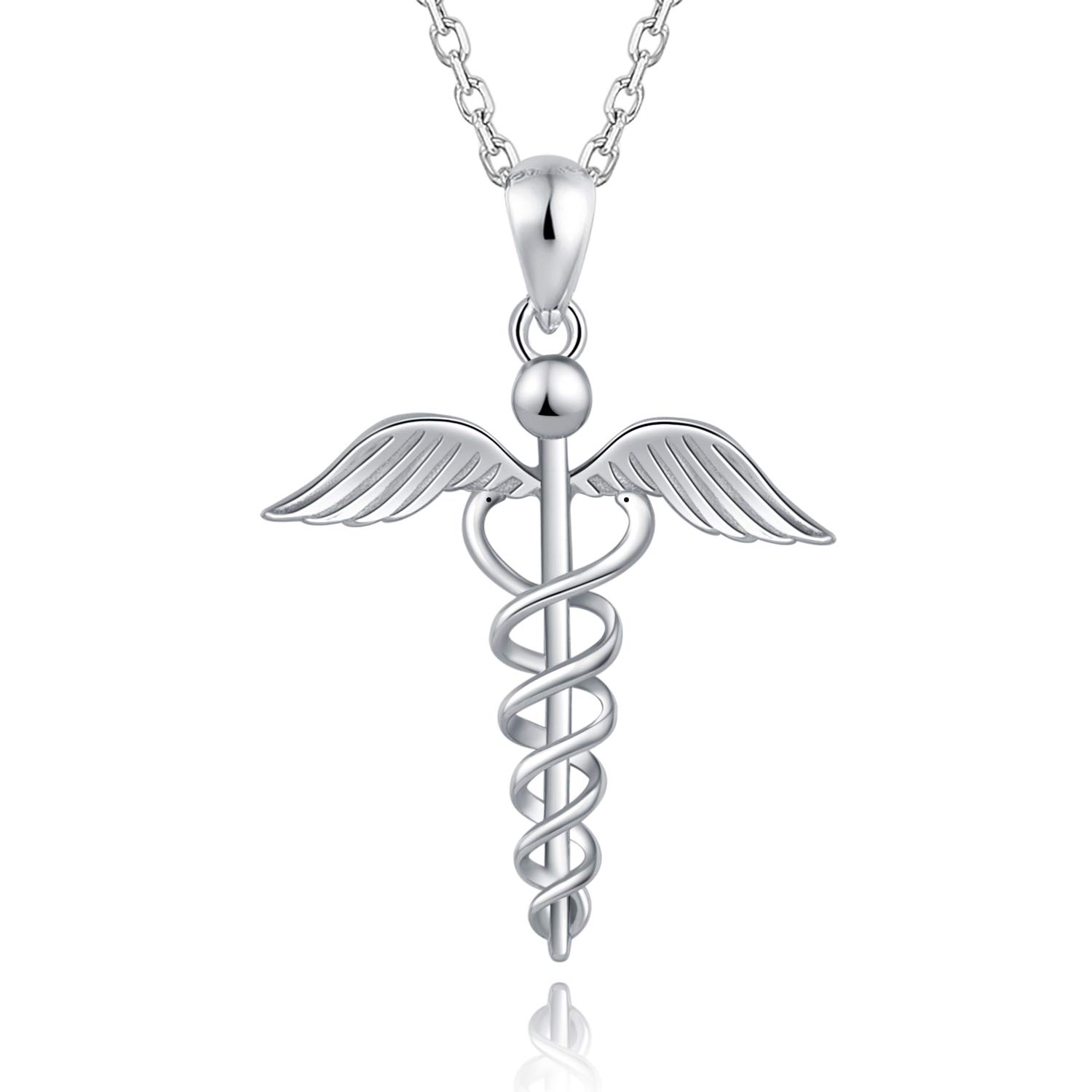 925 Sterling Silver Caduceus Pendant Necklace for Nurses & Doctors - Medical Jewelry Gift for Graduation, Appreciation or Everyday Wear