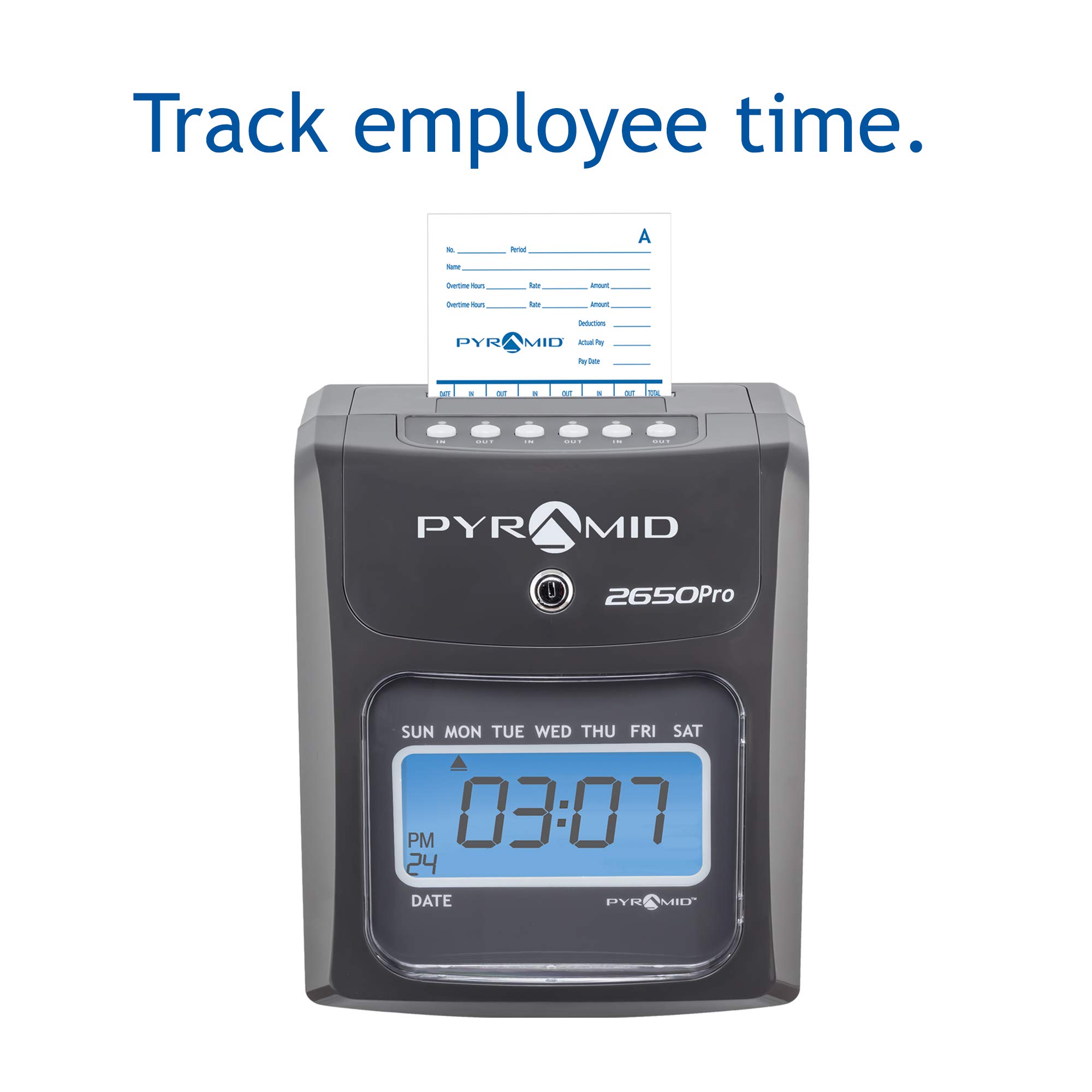 Pyramid 2650 Pro Auto Aligning Time Clock with 25 Time Cards, Ribbon & 2 Security Keys - Charcoal (5