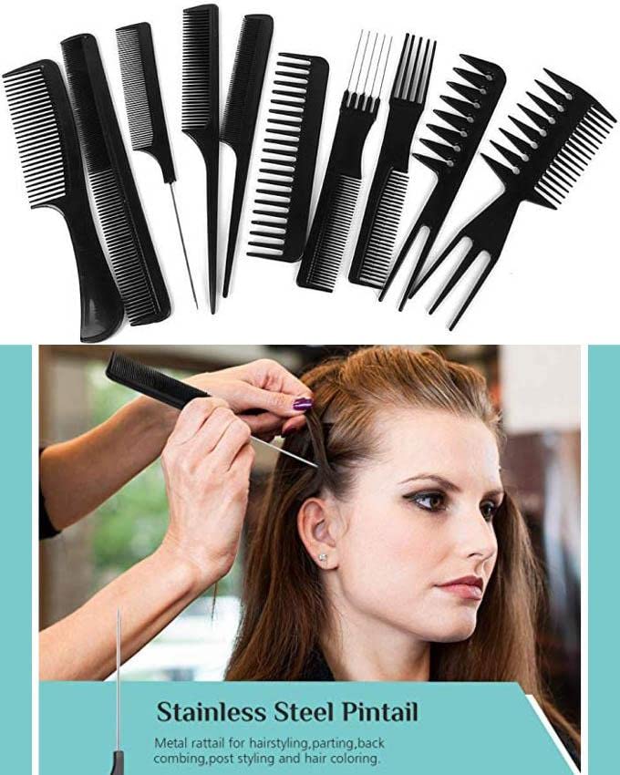 Premium 9-Piece Hair Cutting & Styling Kit - Professional Hair Comb Set with Scissors for Men & Women - Perfect for Home Haircuts, Salon Styling & Barber Use