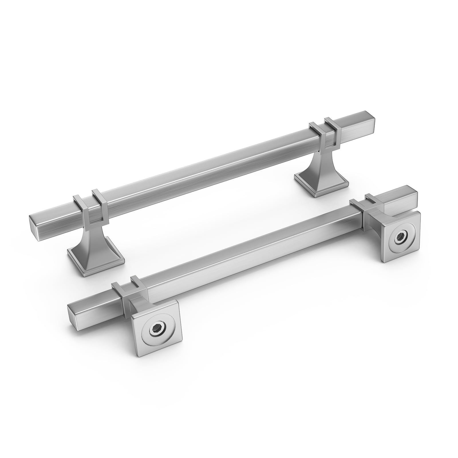 10 Pack Brushed Nickel Cabinet Pulls - 5 Inch Kitchen Cabinet Handles & Drawer Pulls - Satin Nickel Square Hardware for Dresser, Bathroom & Kitchen - Durable Zinc Alloy Base - Modern Home Upgrade for Cabinets & Furniture