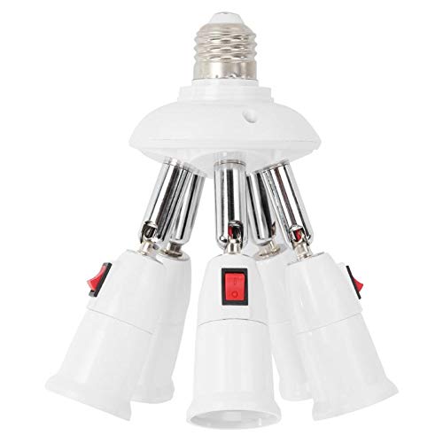 5 Heads Adjustable E27 Lamp Base Holder - Multi-Socket LED Bulb Adapter Converter for Home & Office Lighting (Black/White) - Perfect for Table Lamps, Floor Lamps & Pendant Lights