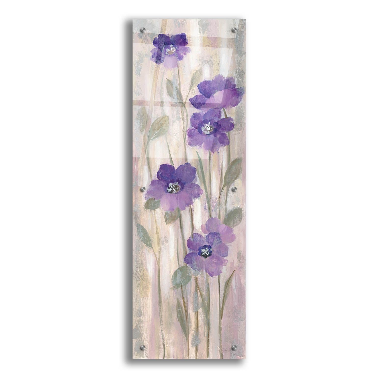 Silvia Vassileva 'Spring Florals II' Acrylic Glass Wall Art - 12x36 Inch Modern Floral Painting for Living Room, Bedroom & Office Decor
