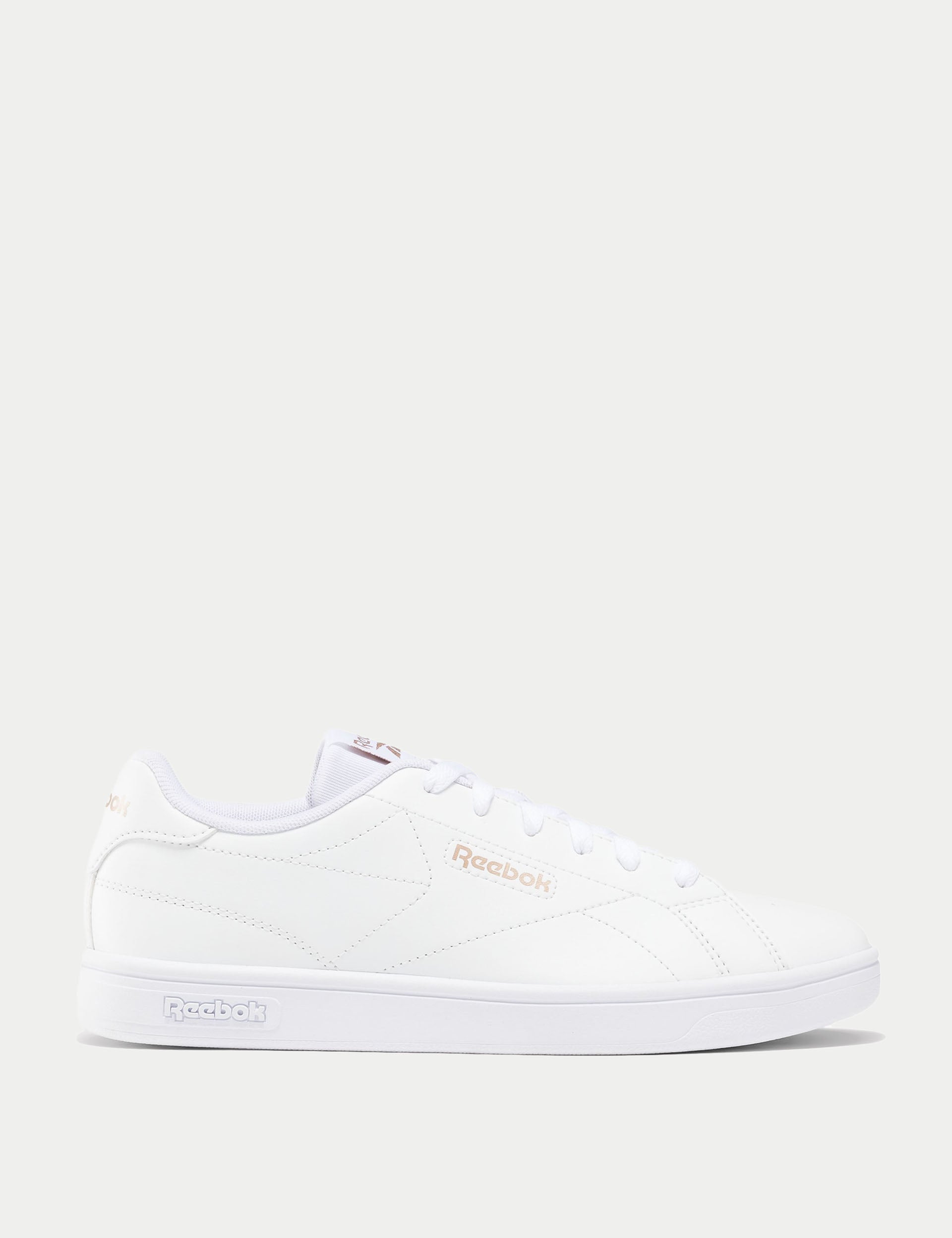 White & Rose Gold Court Clean Sneakers - Stylish Women's Tennis Shoes for Casual Wear & Gym Workouts