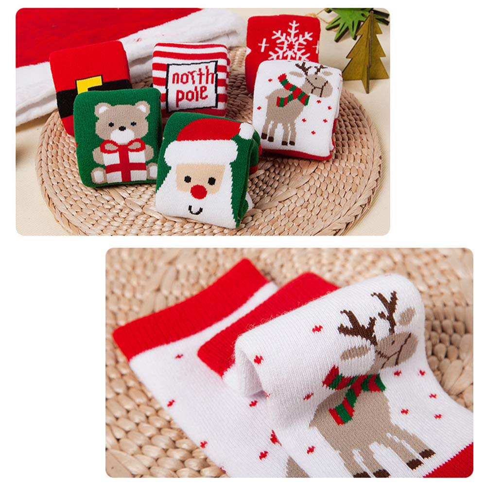 HowJoJo Boys & Girls Christmas Socks - Kids Warm Winter Thermal Cotton Crew Socks for Holiday Gifts, School & Family Gatherings