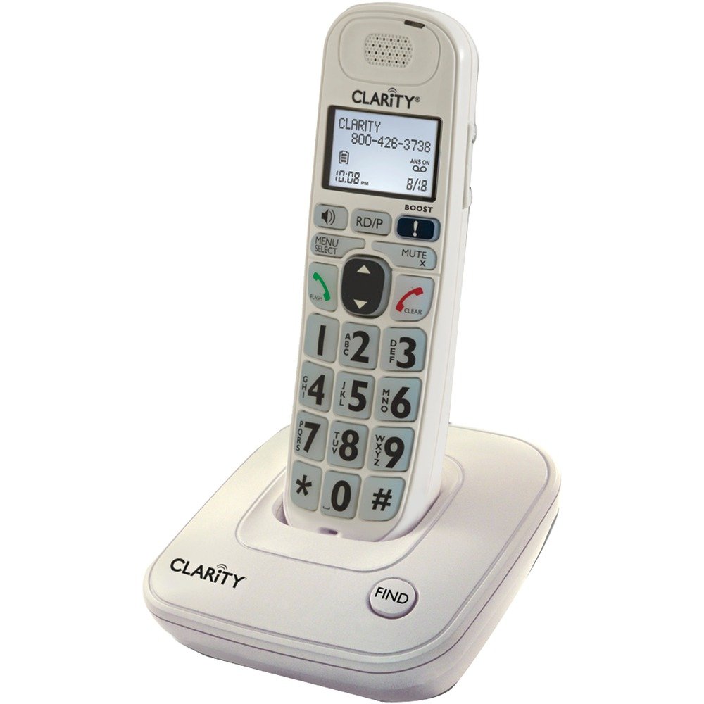 Clarity Amplified Low Vision Expandable Cordless Phone - White | Large Button Cordless Telephone for Seniors & Visually Impaired | Home & Office Use