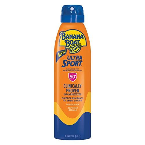Banana Boat Ultra Mist Sport Sunscreen SPF 50, 6 oz - Water Resistant, Sweatproof Sun Protection for Active Outdoor Activities, Swimming & Sports