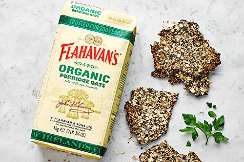 Organic Rolled Oats by Flahavan's | 100% Whole Grain Irish Oatmeal | Non-GMO, Gluten-Free Breakfast Cereal | 2.2 lb (1kg) Resealable Bag | Perfect for Overnight Oats, Baking & Healthy Porridge