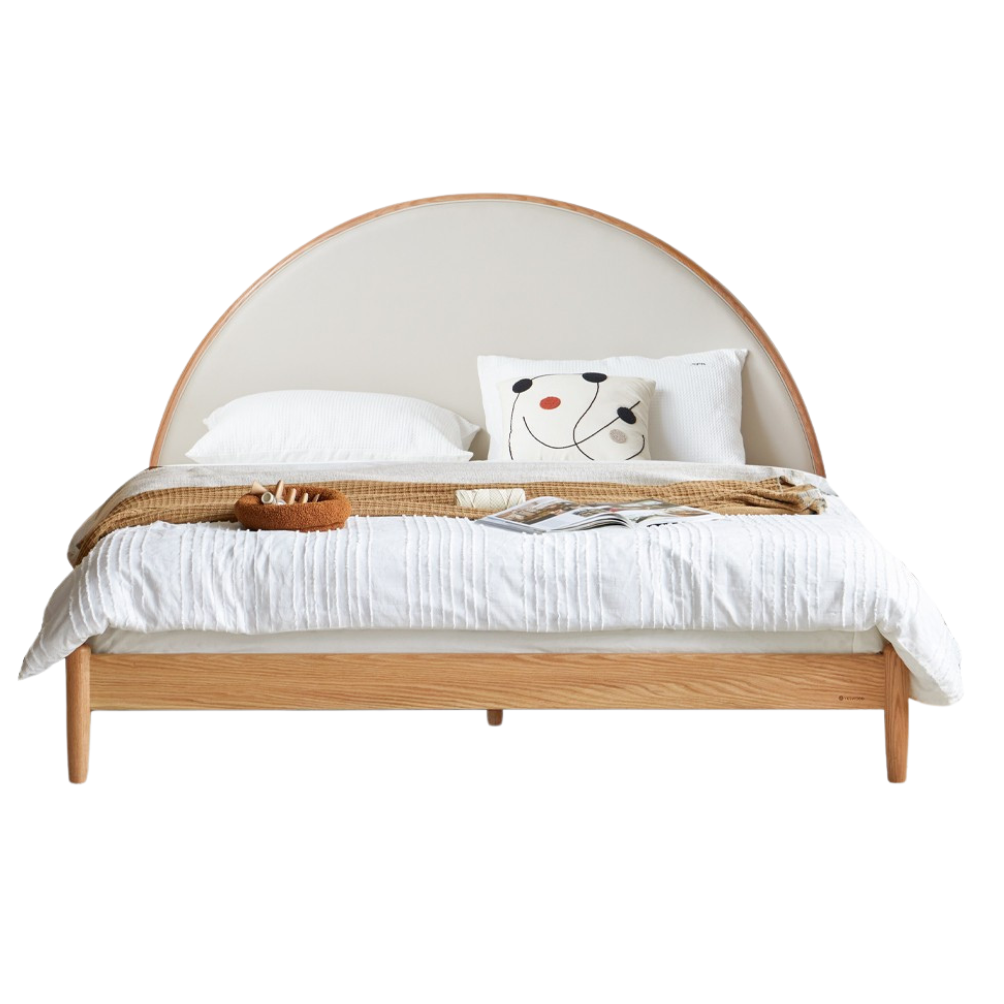 Oak Solid Wood Sunrise Bed with Technology Fabric - Perfect for Modern Bedrooms and Cozy Home Decor