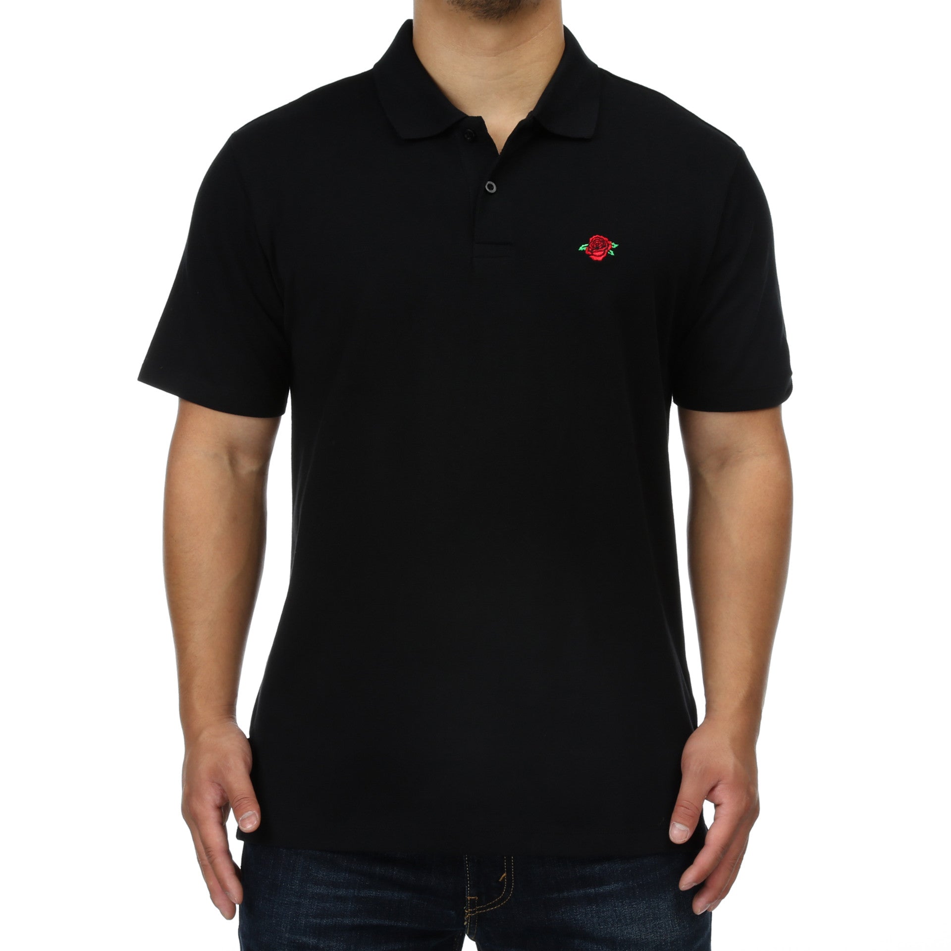 Obey Rose Polo Shirt for Men - Stylish Black Short Sleeve Cotton Casual Shirt - Perfect for Summer Outfits, Streetwear & Everyday Wear