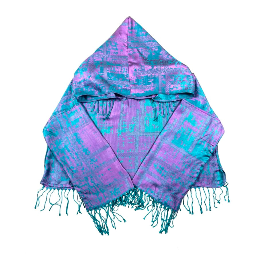 PASH LS Crop Top - Splatter Lavender & Teal Women's Fashion Long Sleeve Shirt for Casual Wear, Street Style & Layering