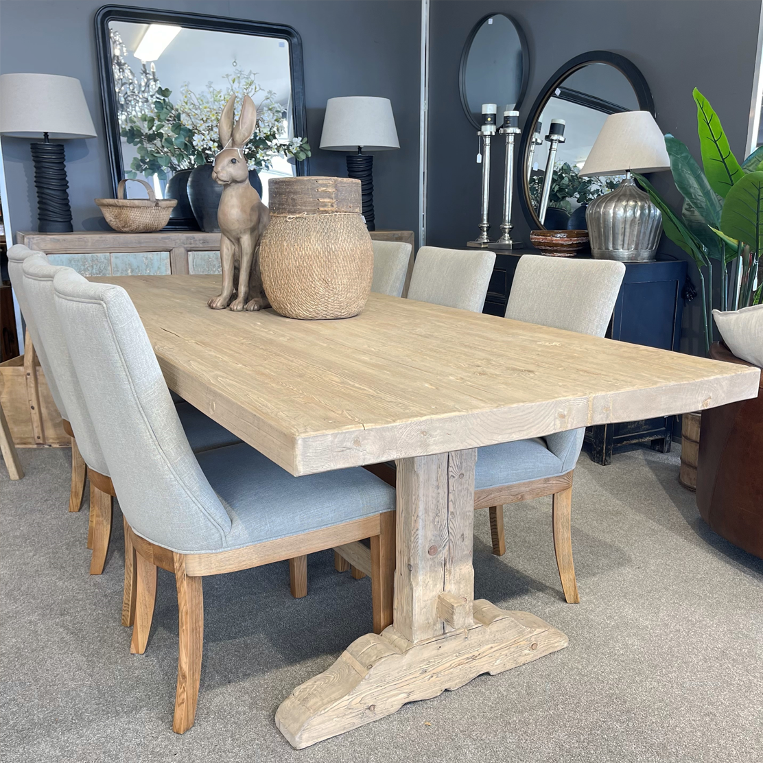 Texas Style 98.4 Inch Dining Table - Perfect for Large Family Gatherings & Farmhouse Kitchen Decor