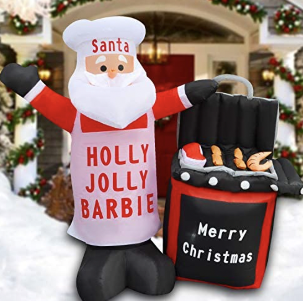 150cm Inflatable Santa Claus Christmas Decoration - Outdoor Xmas Yard Decor for Holiday Party, BBQ, and Festive Home Decorations