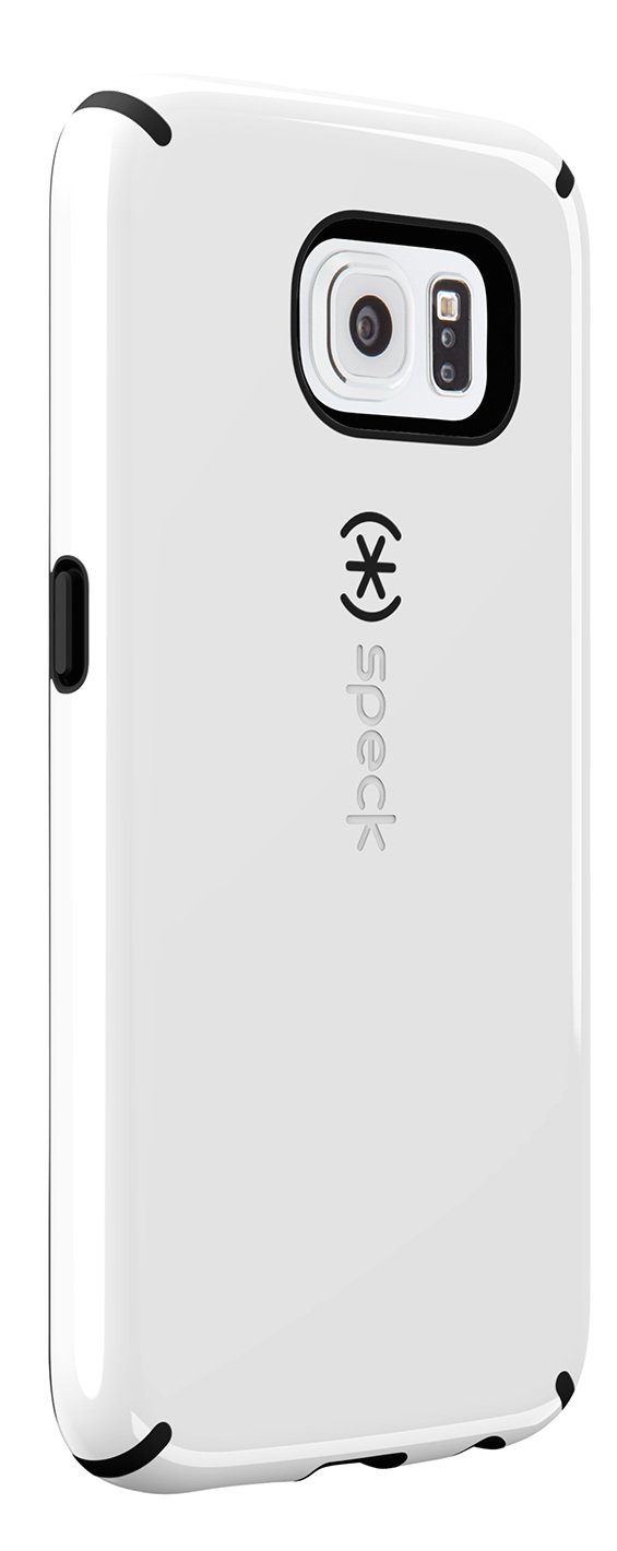 Speck CandyShell Case for Samsung Galaxy S6 - Durable Protective Phone Cover with Frustration-Free Packaging (White/Charcoal Grey) - Perfect for Everyday Use, Work & Travel