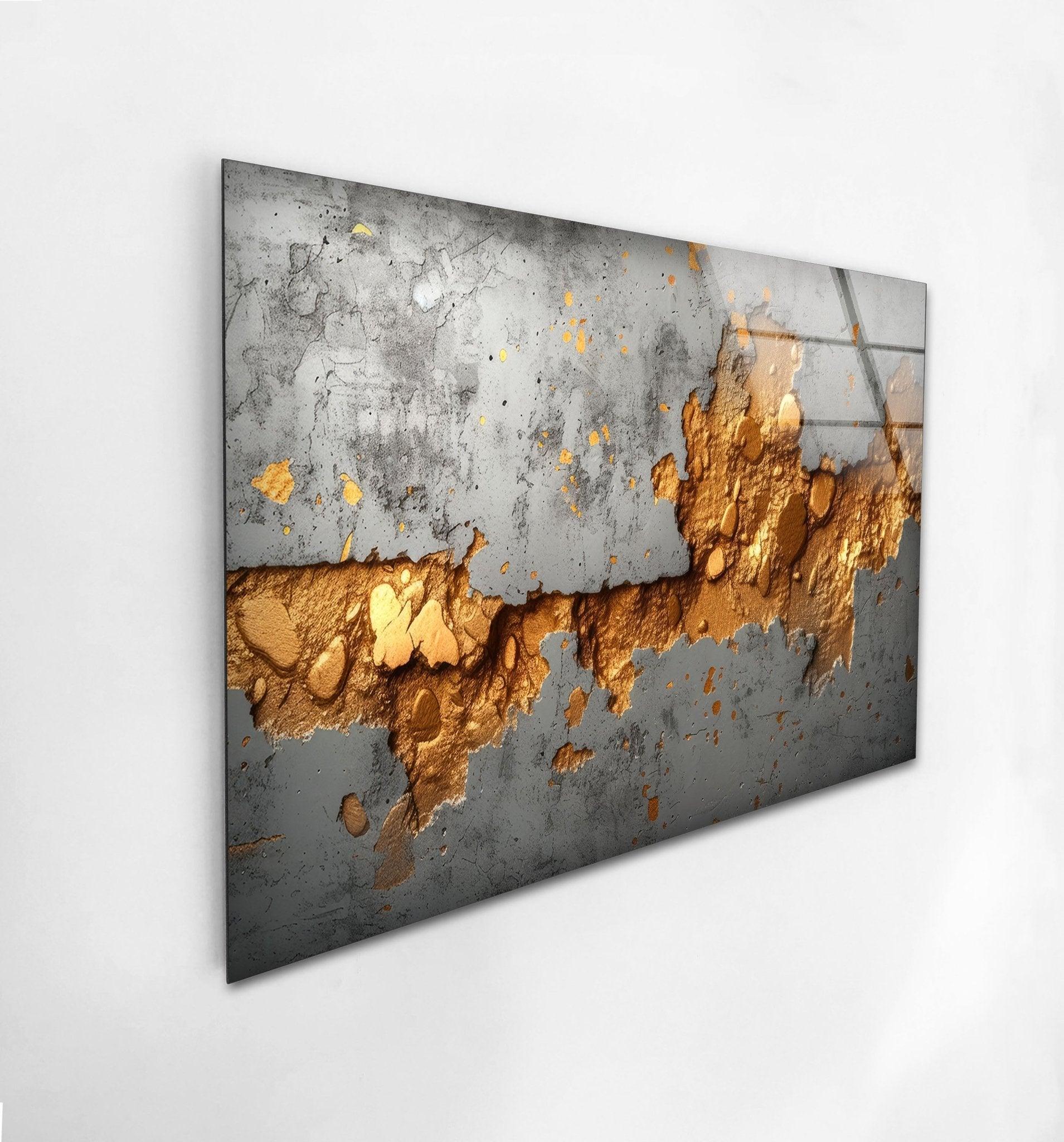 Abstract Rusty Metal Glass Wall Art Decor - Modern Industrial Home & Office Wall Decor for Living Room, Bedroom, Dining Area