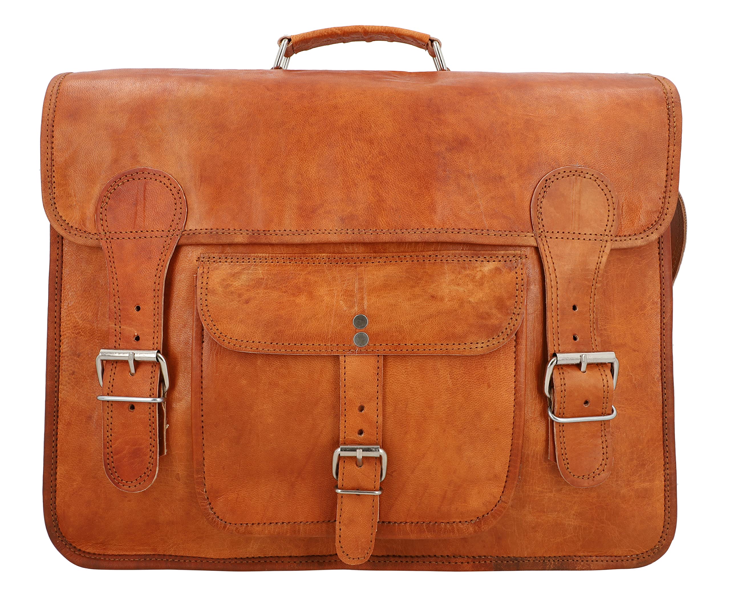 Gusti Leon Vintage Brown Leather Shoulder Bag - Business Messenger Briefcase for Men & Women | Perfect for Office, Travel & Everyday Use