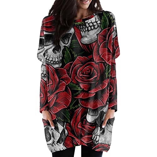 Women's Long Sleeve Colorblock Crewneck Tunic T-Shirt - Fall Casual Tops for Women - Perfect for Work, Weekend Outfits & Layering in Cool Weather