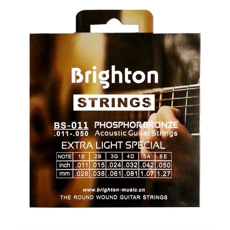 Brighton Music Acoustic Guitar Strings Extra Light Gauge .011 to .050 - BS-011A | Premium Strings for Beginners & Professionals | Perfect for Studio Recording & Live Performances